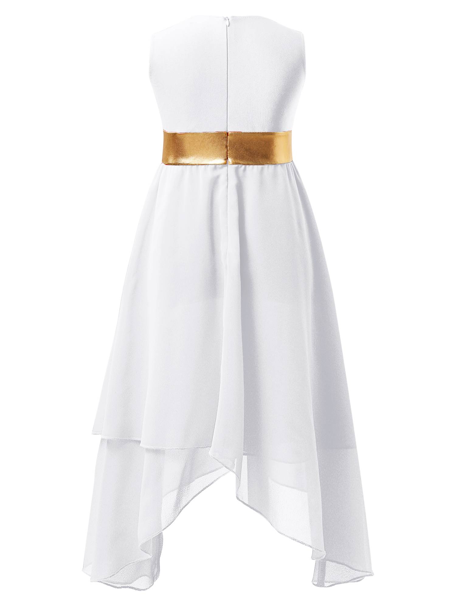 Kids Girls Sleeveless Zipper Praise Worship Dance Dress