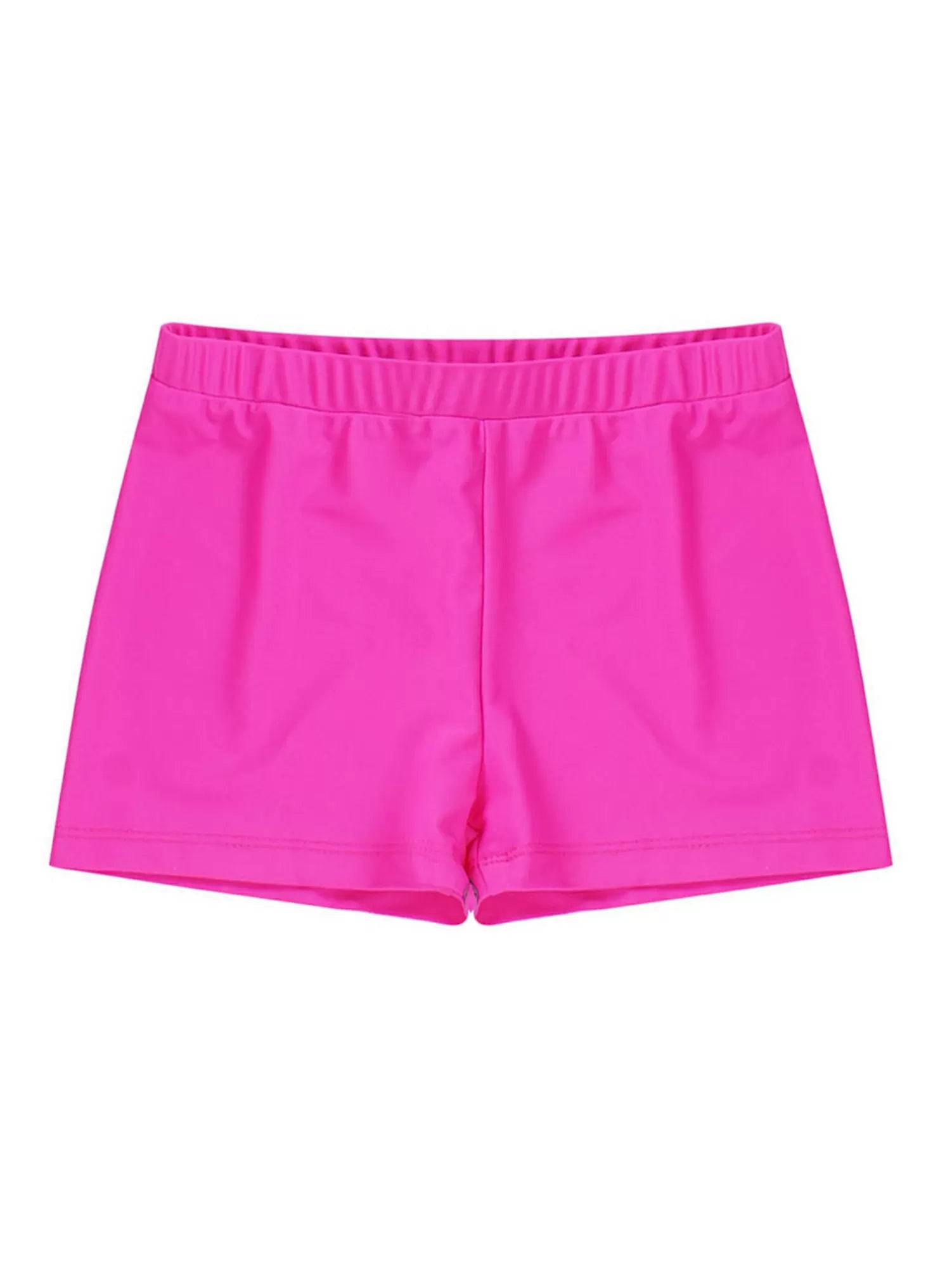 Kids Girls Solid Elastic Waistband Swimming Shorts