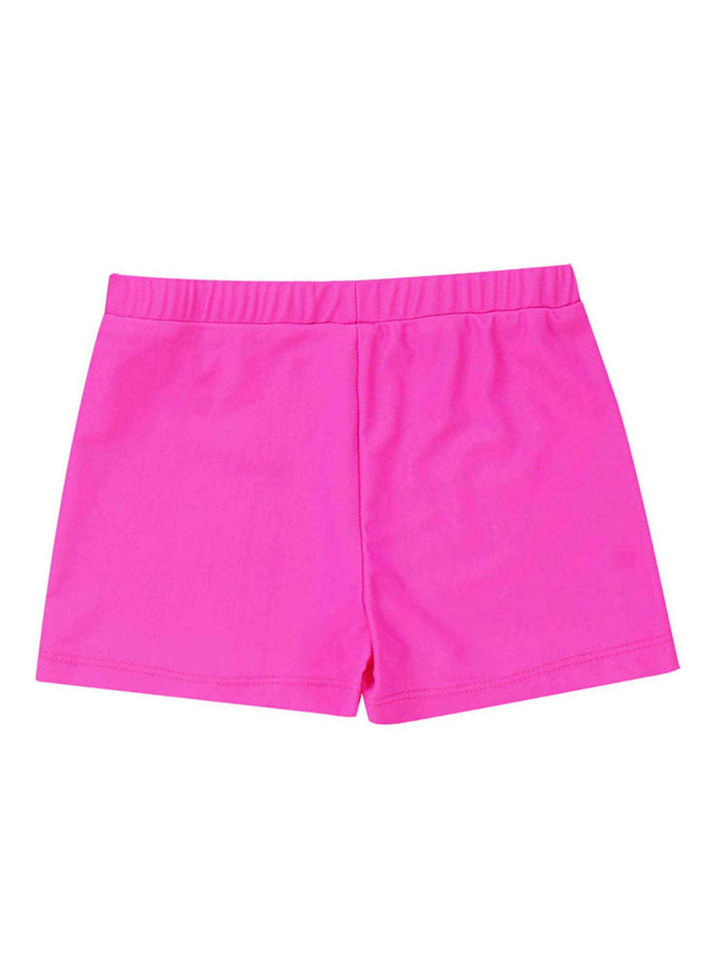 Kids Girls Solid Elastic Waistband Swimming Shorts