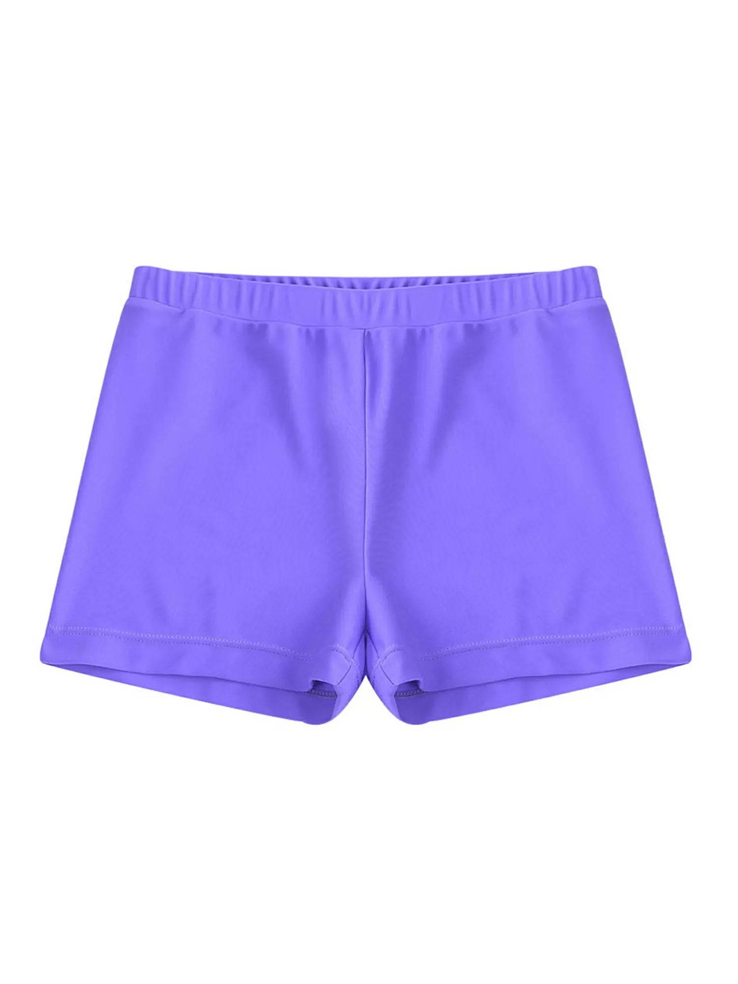 Kids Girls Solid Elastic Waistband Swimming Shorts