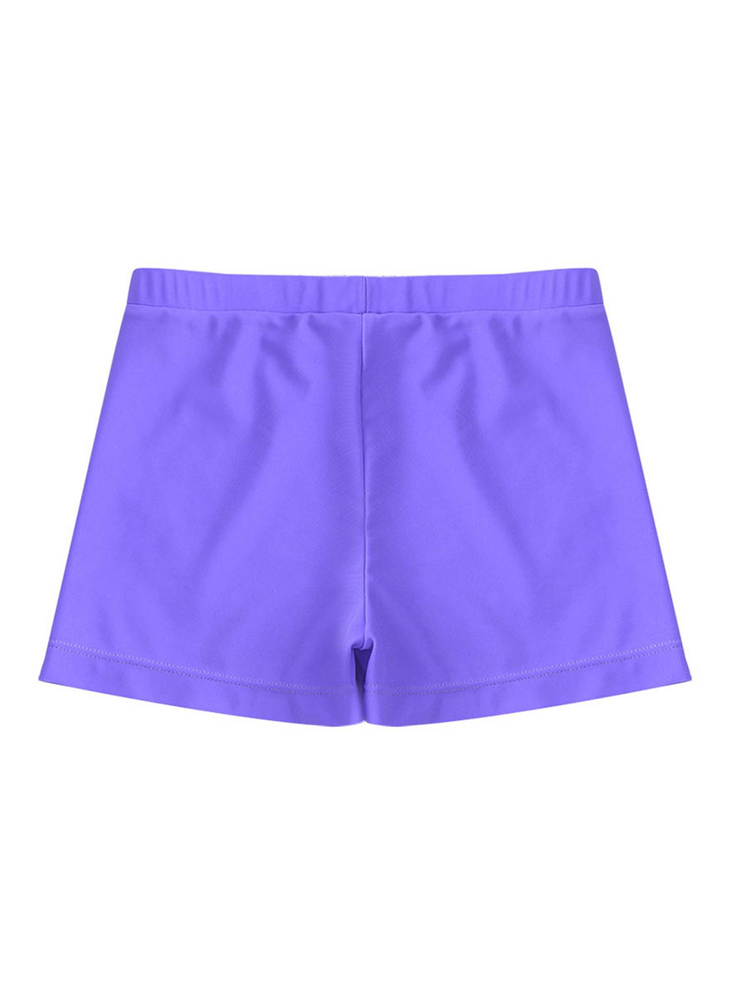 Kids Girls Solid Elastic Waistband Swimming Shorts