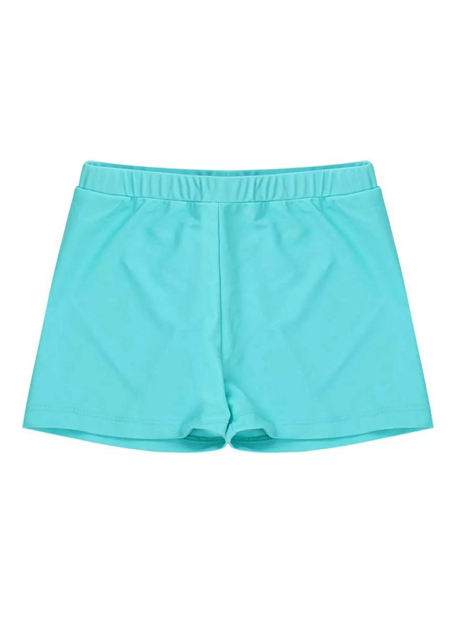 Kids Girls Solid Elastic Waistband Swimming Shorts