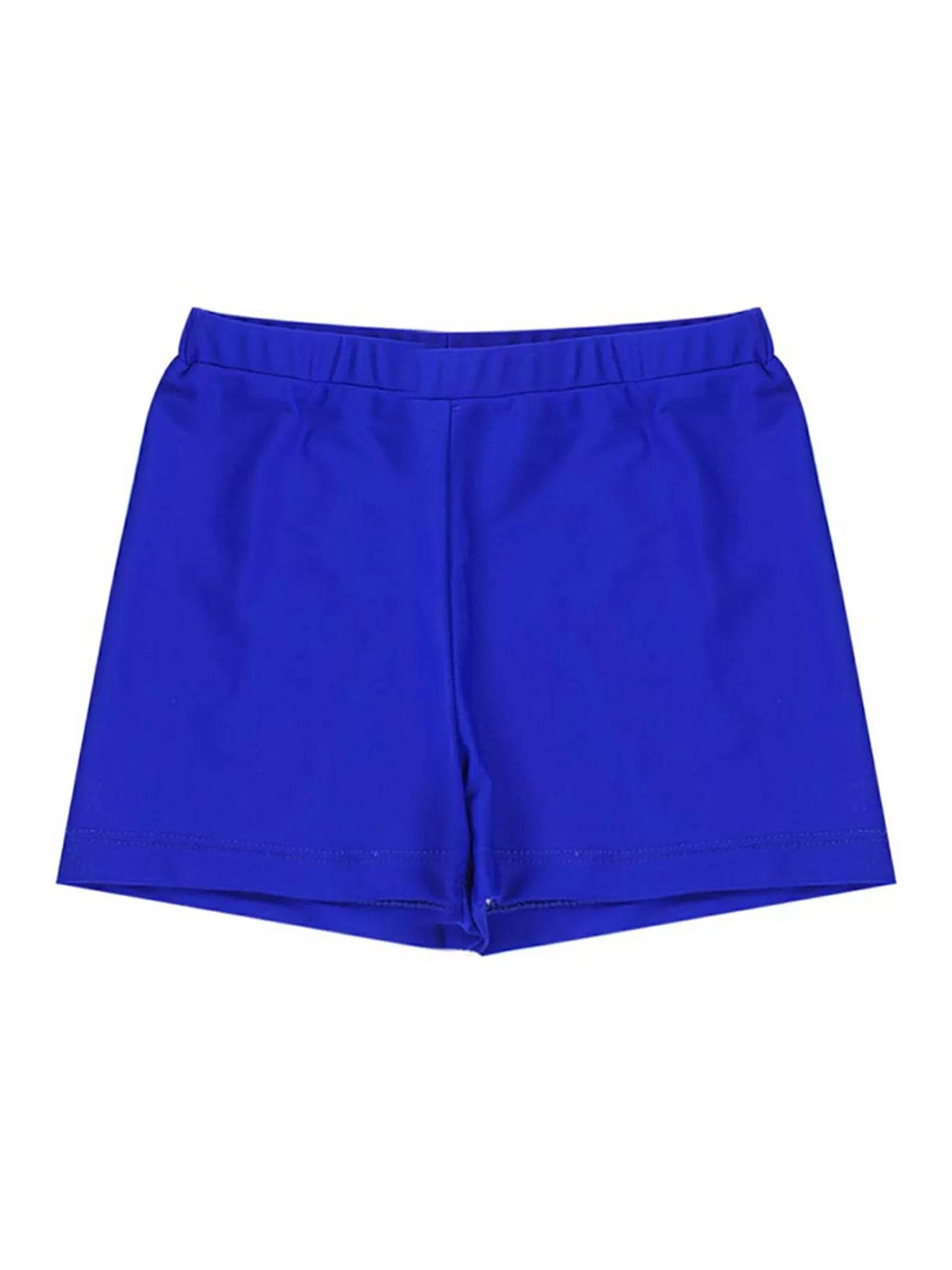 Kids Girls Solid Elastic Waistband Swimming Shorts