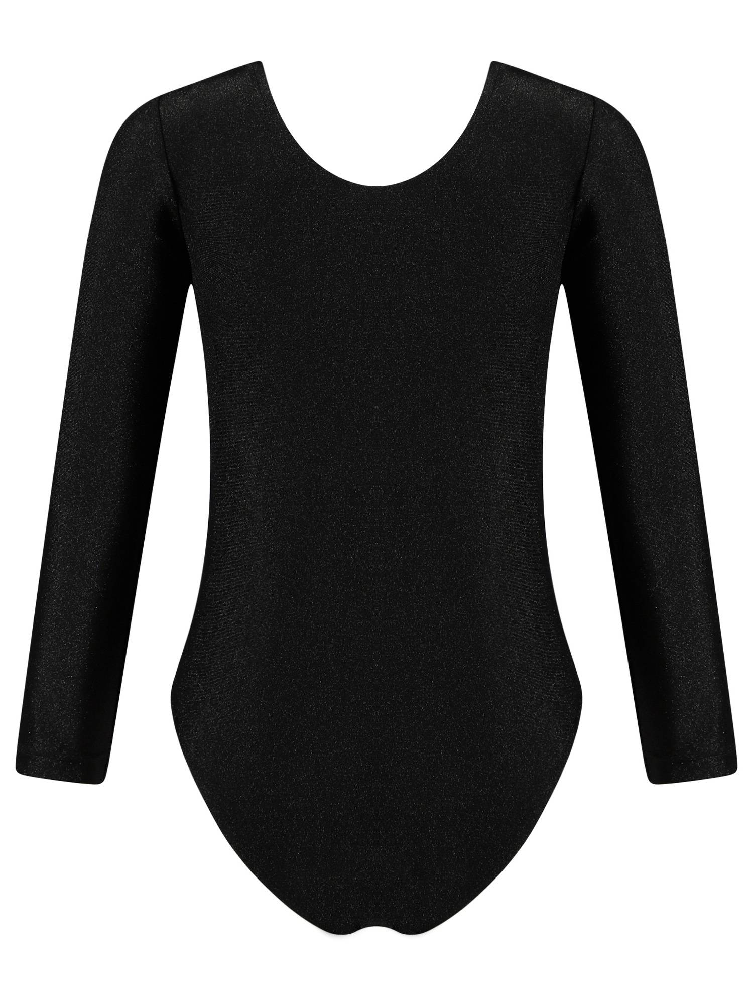 Kids Girls Long Sleeve Shiny Rhinestone Slim Fit Skating Dance Leotard