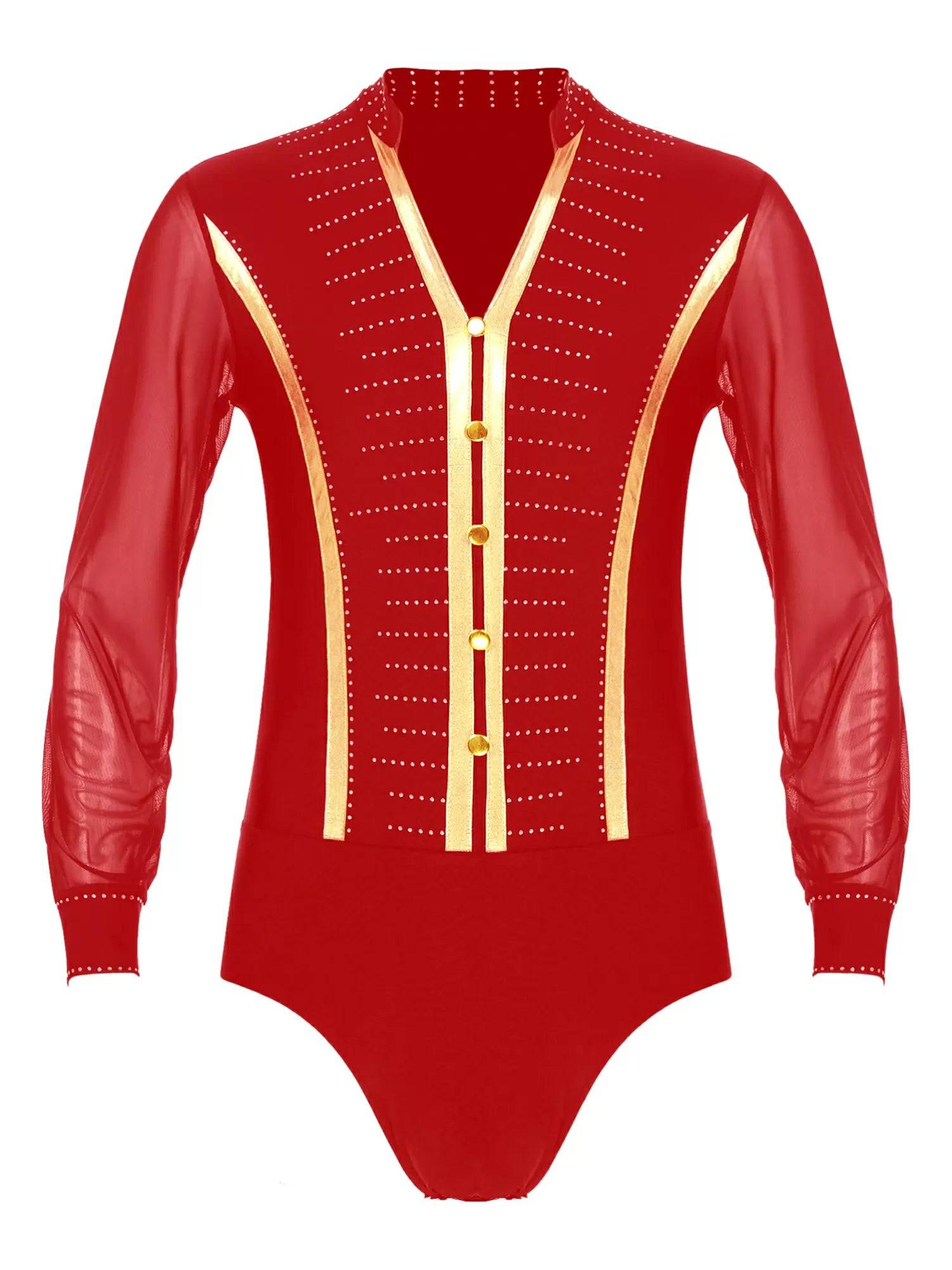 Men Long Sleeve Ballroom Samba Latin Dance Leotard