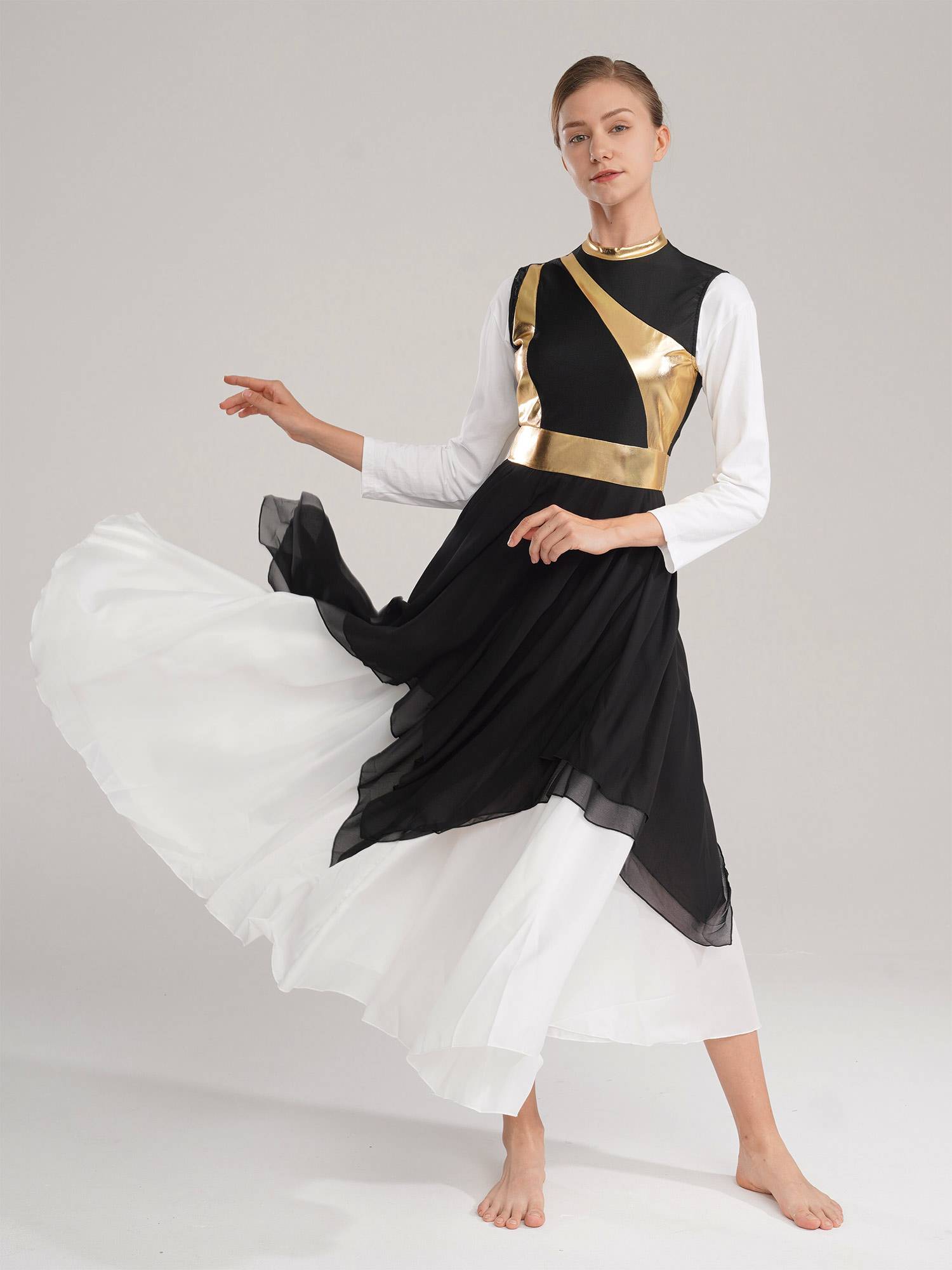 Women Sleeveless Modern Worship Praise Dance Dresses(no white underdress)