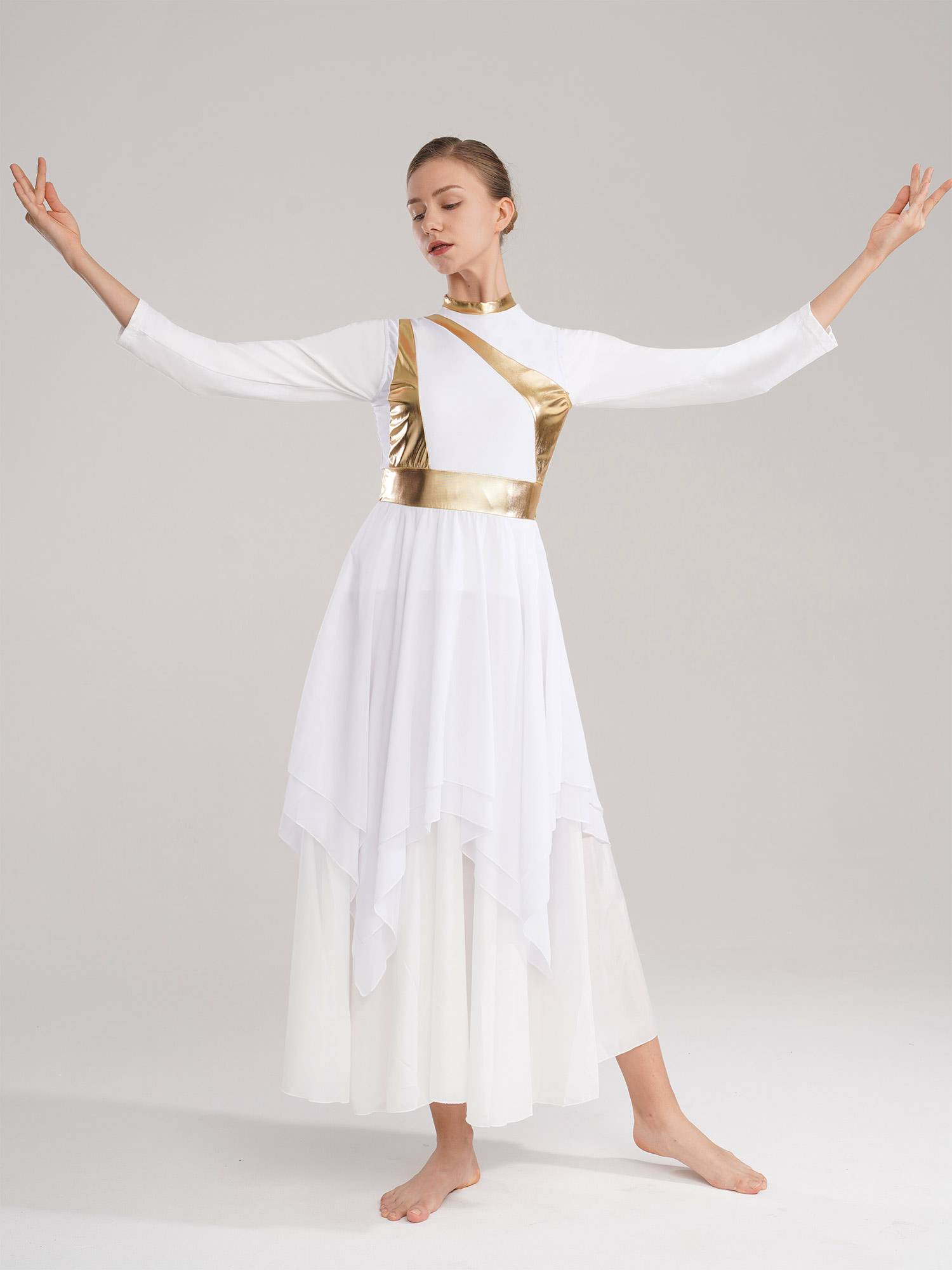 Women Sleeveless Modern Worship Praise Dance Dresses(no white underdress)