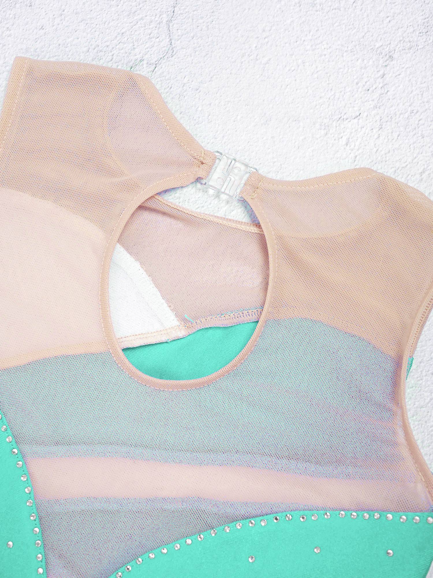 Kids Girls Sleeveless Sequined Rhinestone Skating Dance Dress