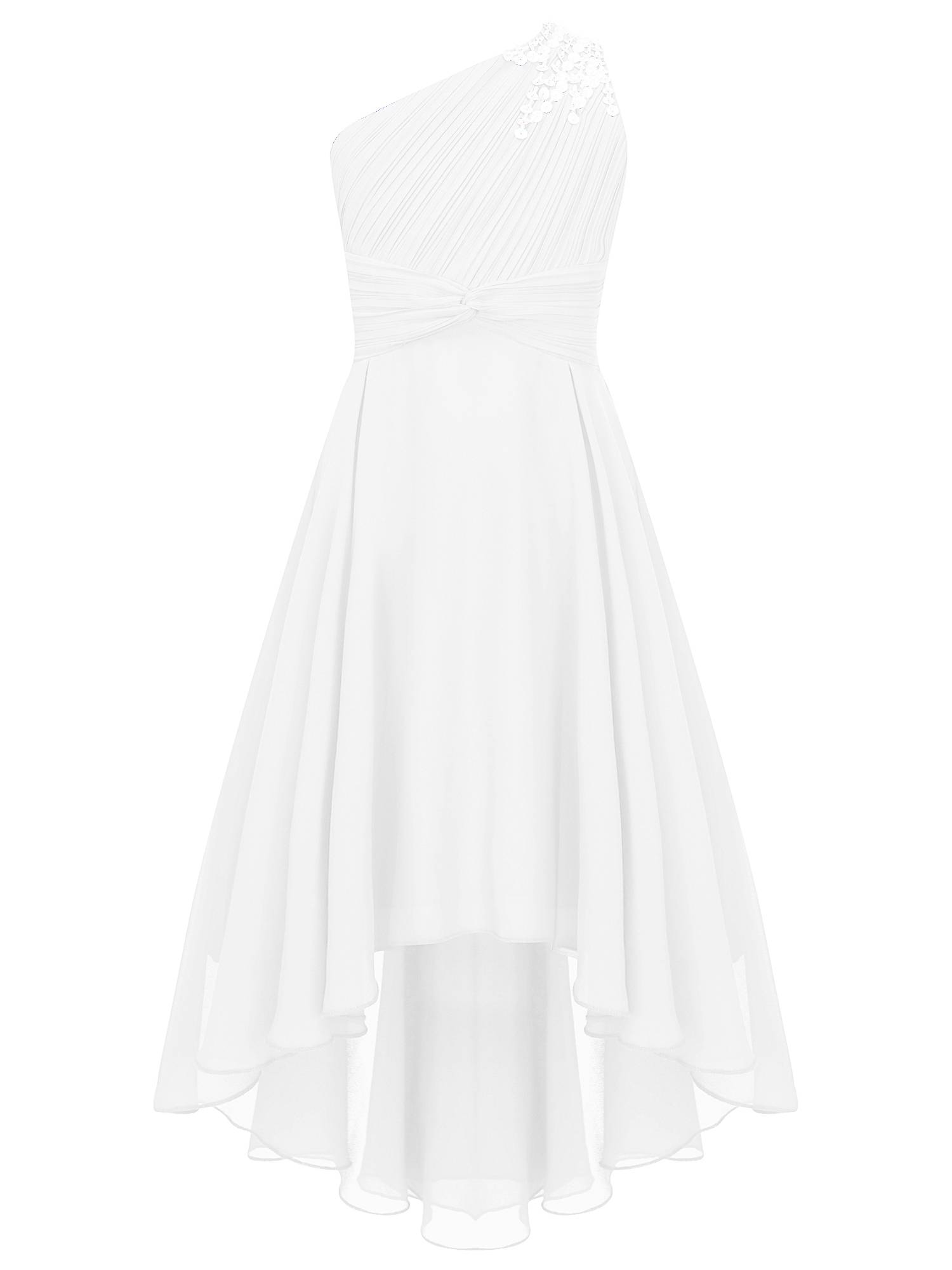 Kids Girls Sequin One Shoulder High-Low Dress