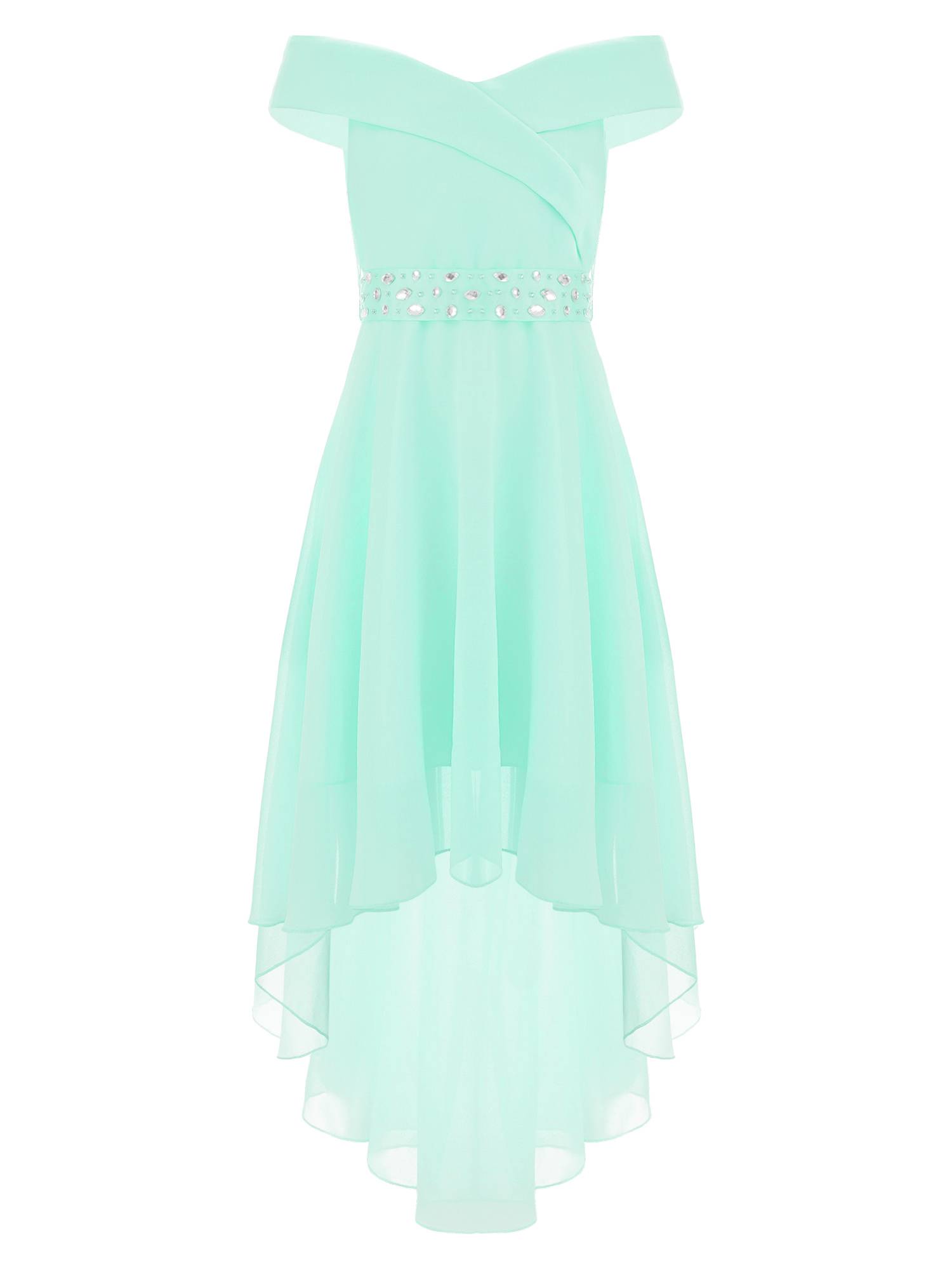 Kids Girls Off-Shoulder High-Low Dress