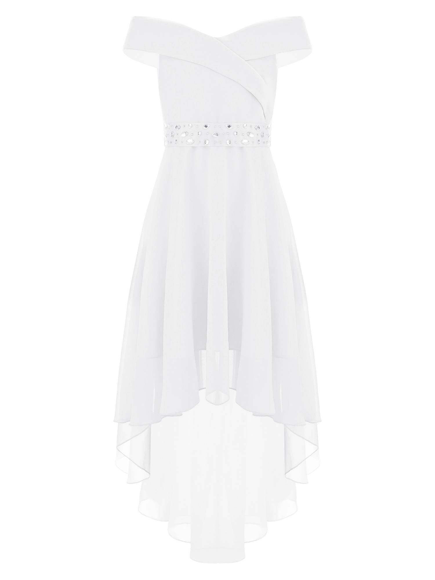 Kids Girls Off-Shoulder High-Low Dress