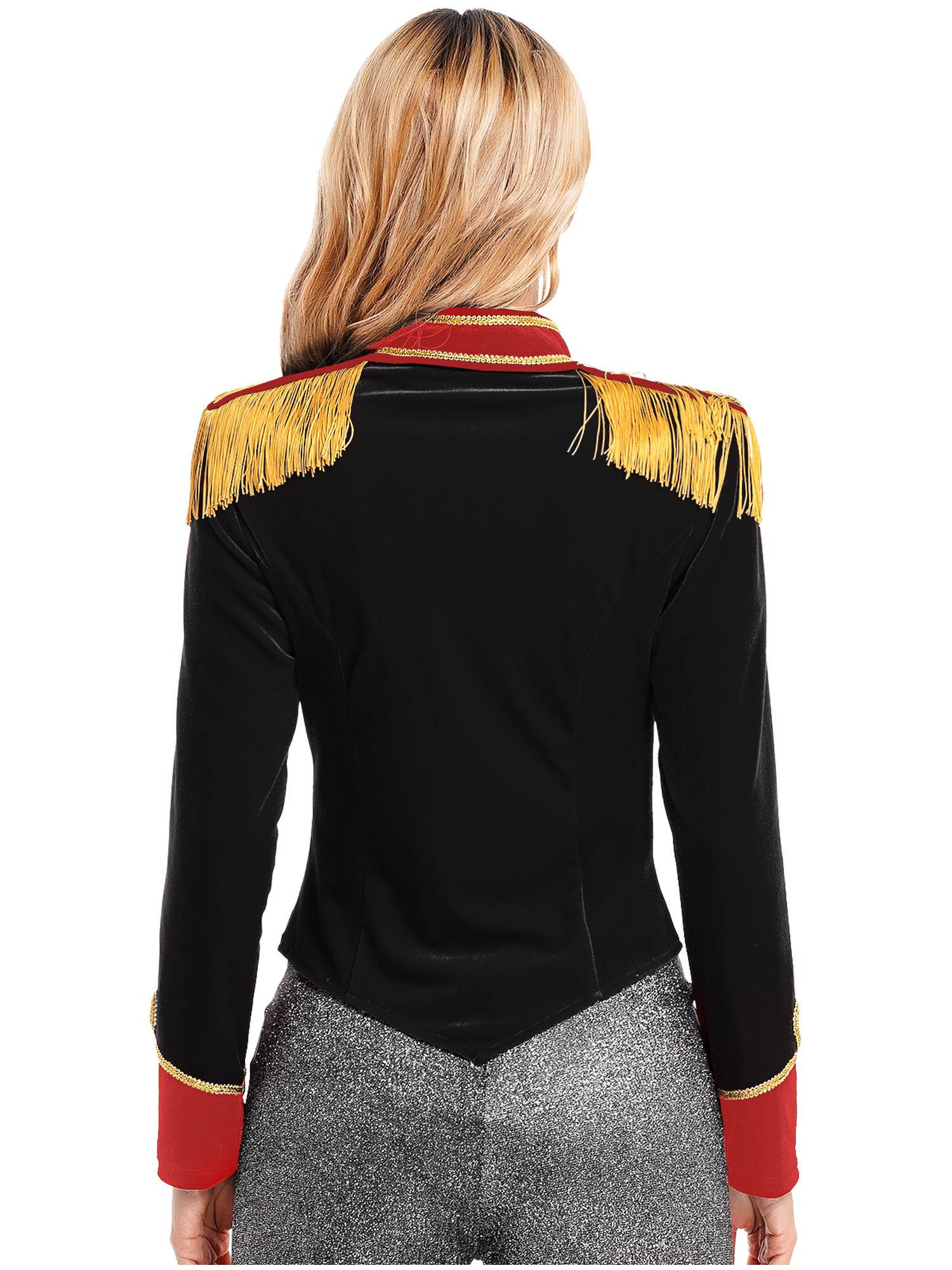 Women Circus Ringmaster Costume Long Sleeve Velvet Jacket Coat