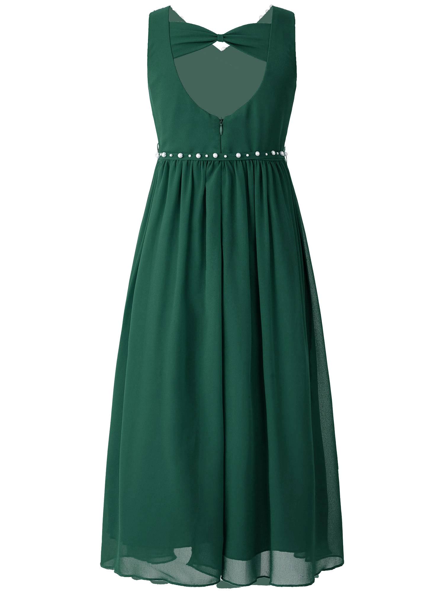 Kids Girls Beaded V Neck Chiffon Party Dress