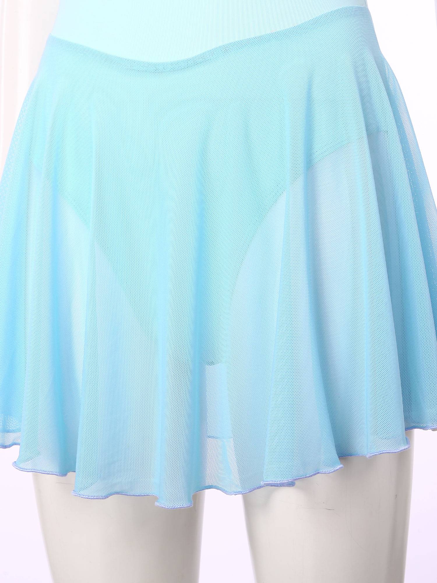 Women Short Sleeve Ruffled Skirted Leotard Dress for Ballet Gymnastics