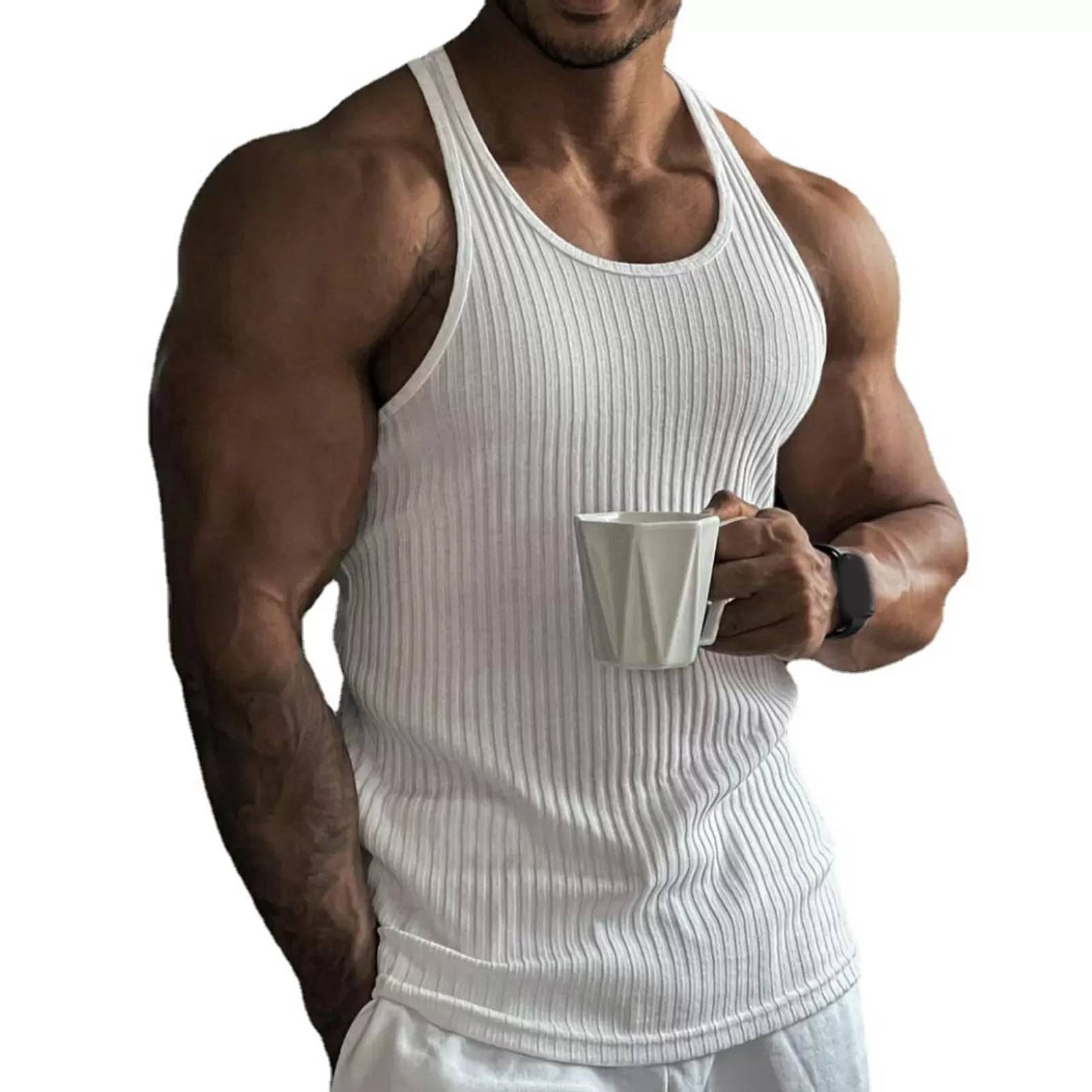 Men U Neck Sleeveless Racer Back Tank Top