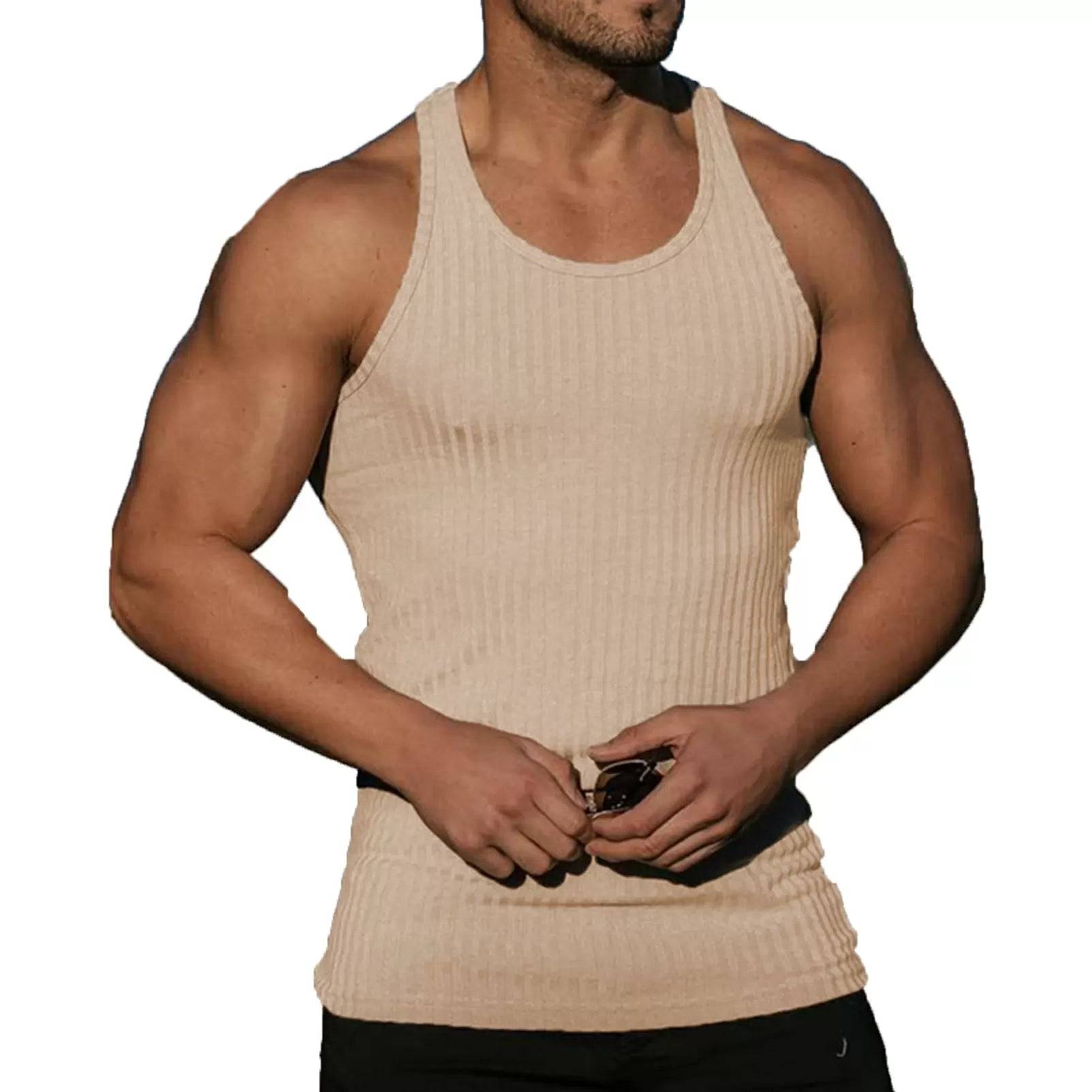 Men U Neck Sleeveless Racer Back Tank Top