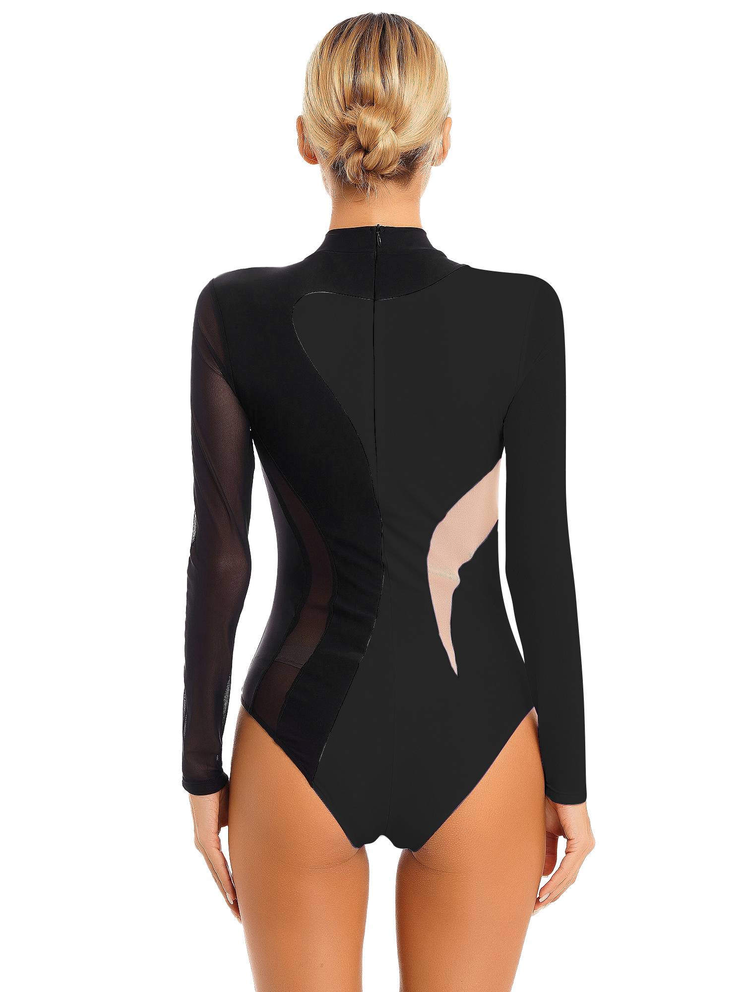 Women Rhinestone Long Sleeve Gymnastics Leotard