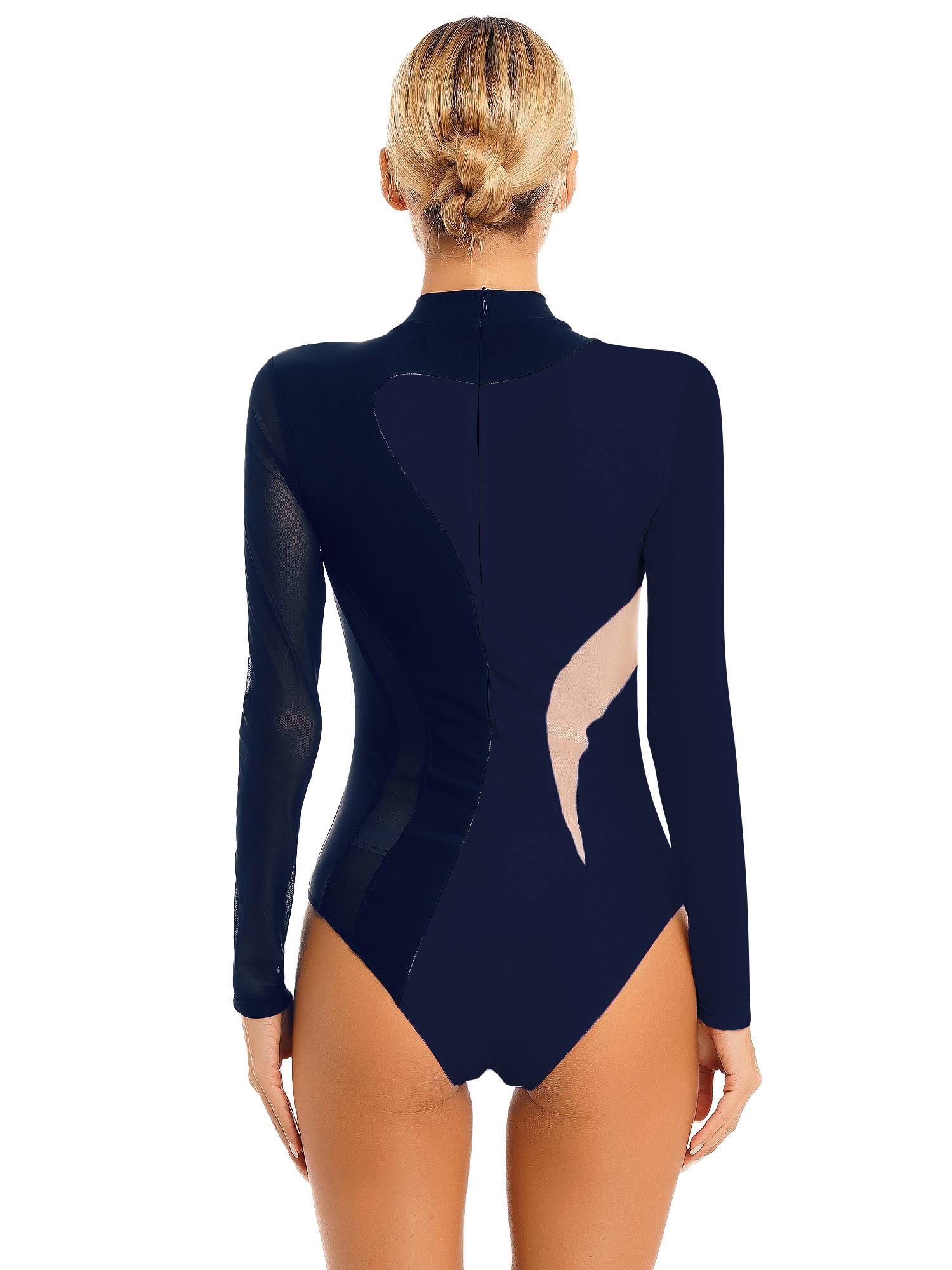 Women Rhinestone Long Sleeve Gymnastics Leotard