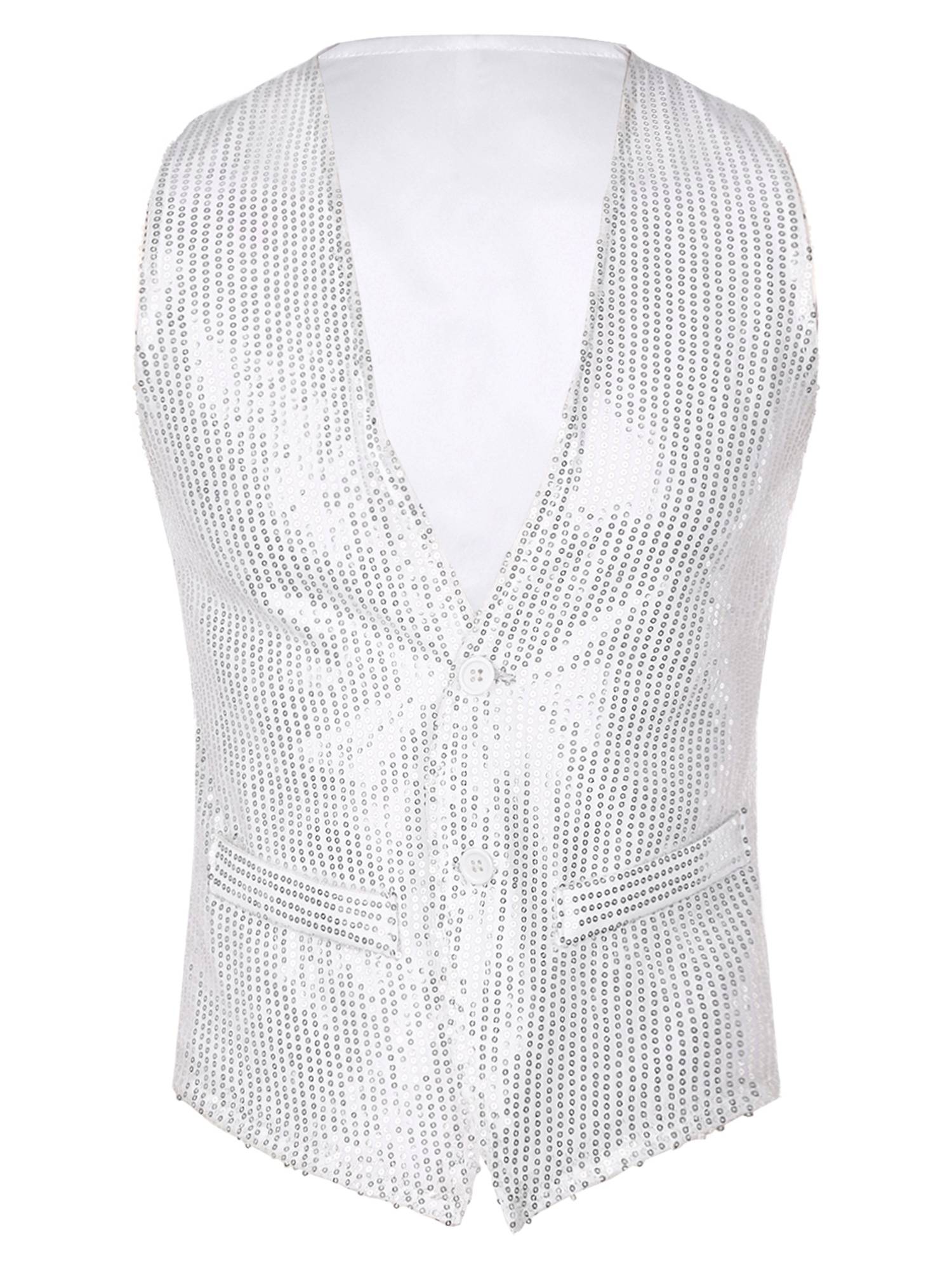 Men Sequin Sleeveless Waistcoat Jacket for Latin Jazz Dance