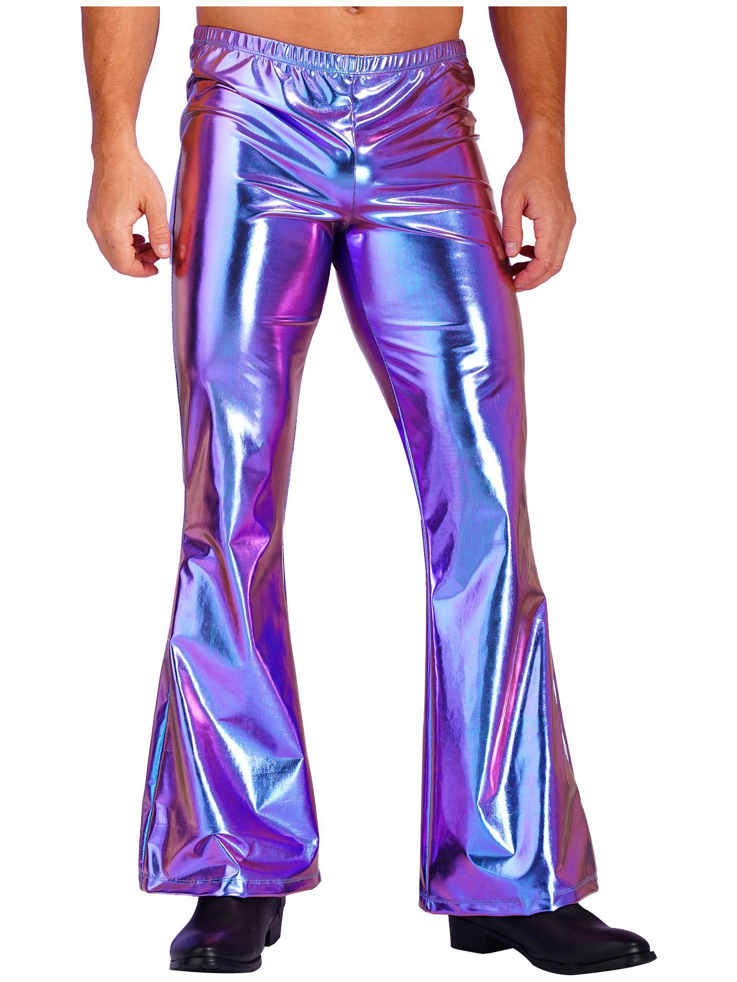 Men Shiny Metallic Bell Bottom Disco Pants