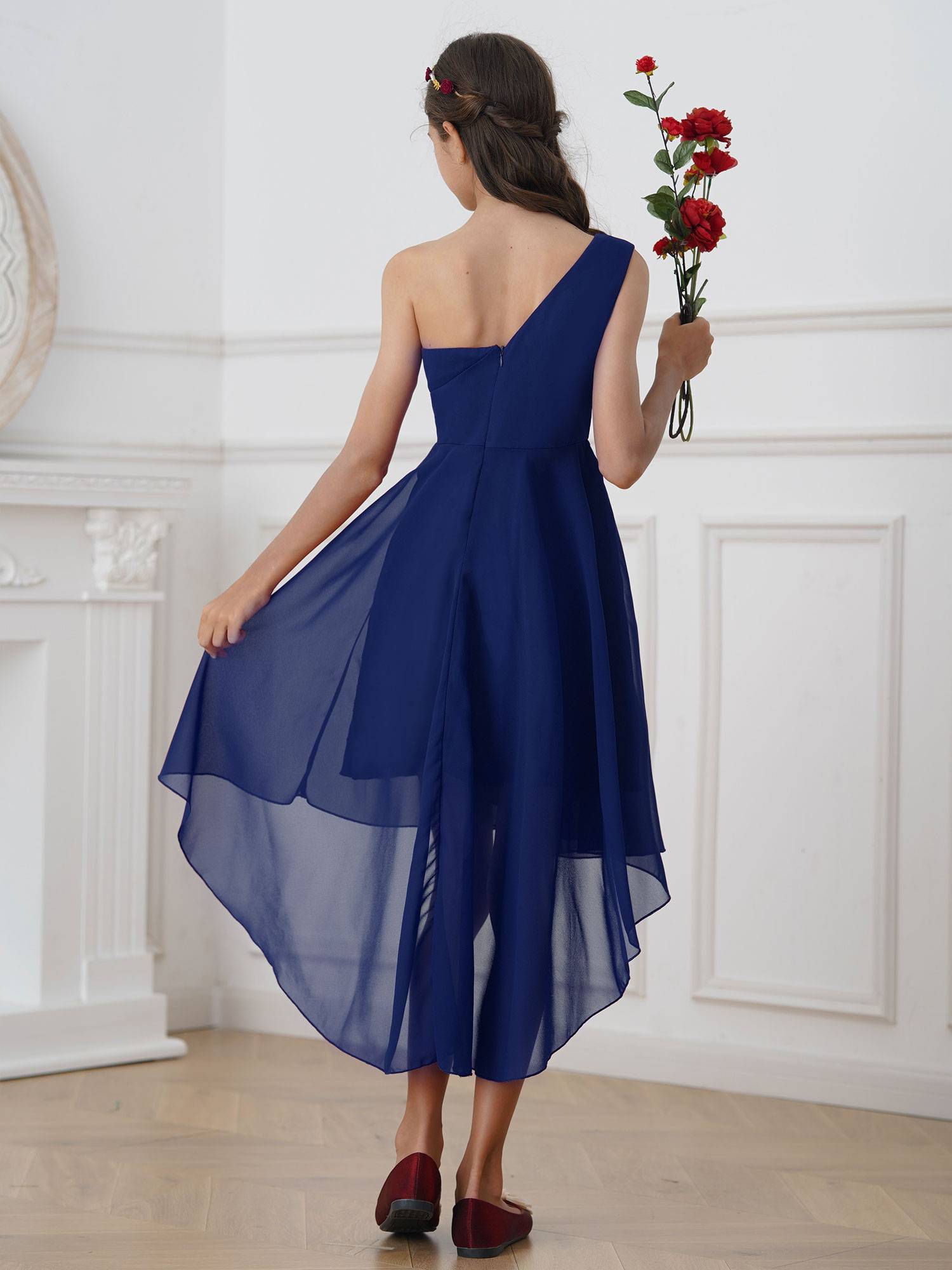 Kids Girls Rhinestones Beaded High-Low Party Dress