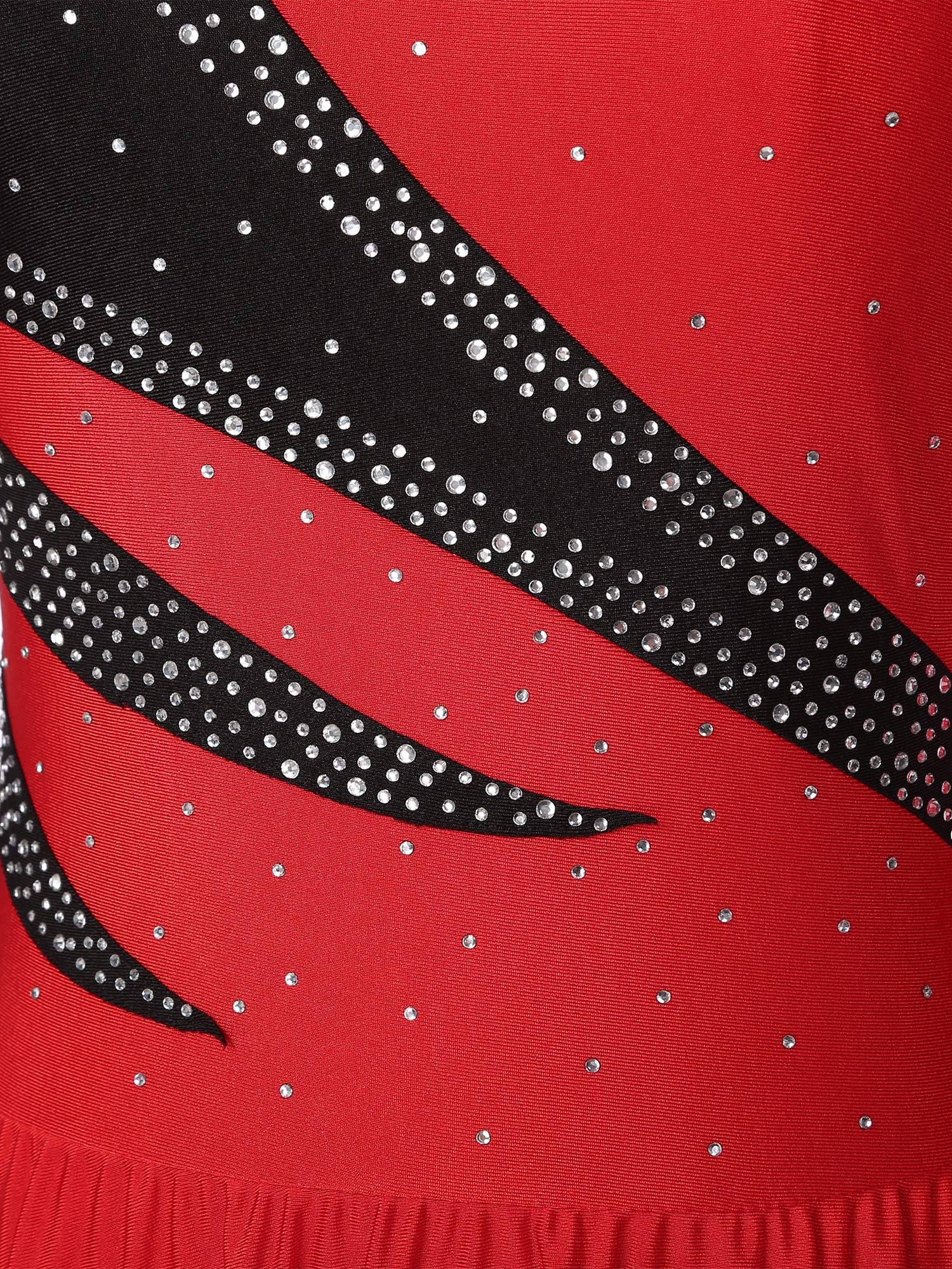 Women Color Block Mesh Figure Skating Leotard Dresses