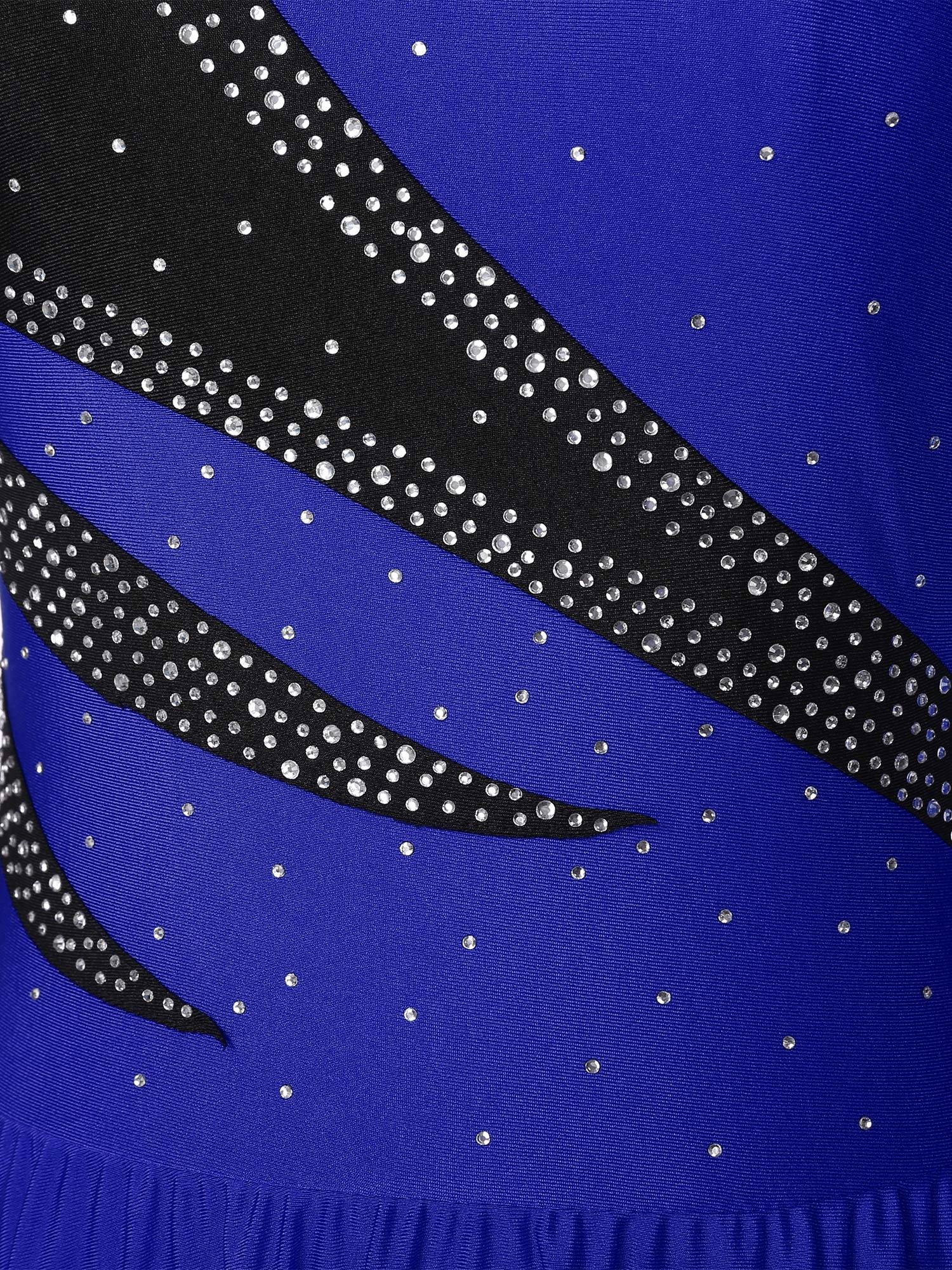 Women Color Block Mesh Figure Skating Leotard Dresses