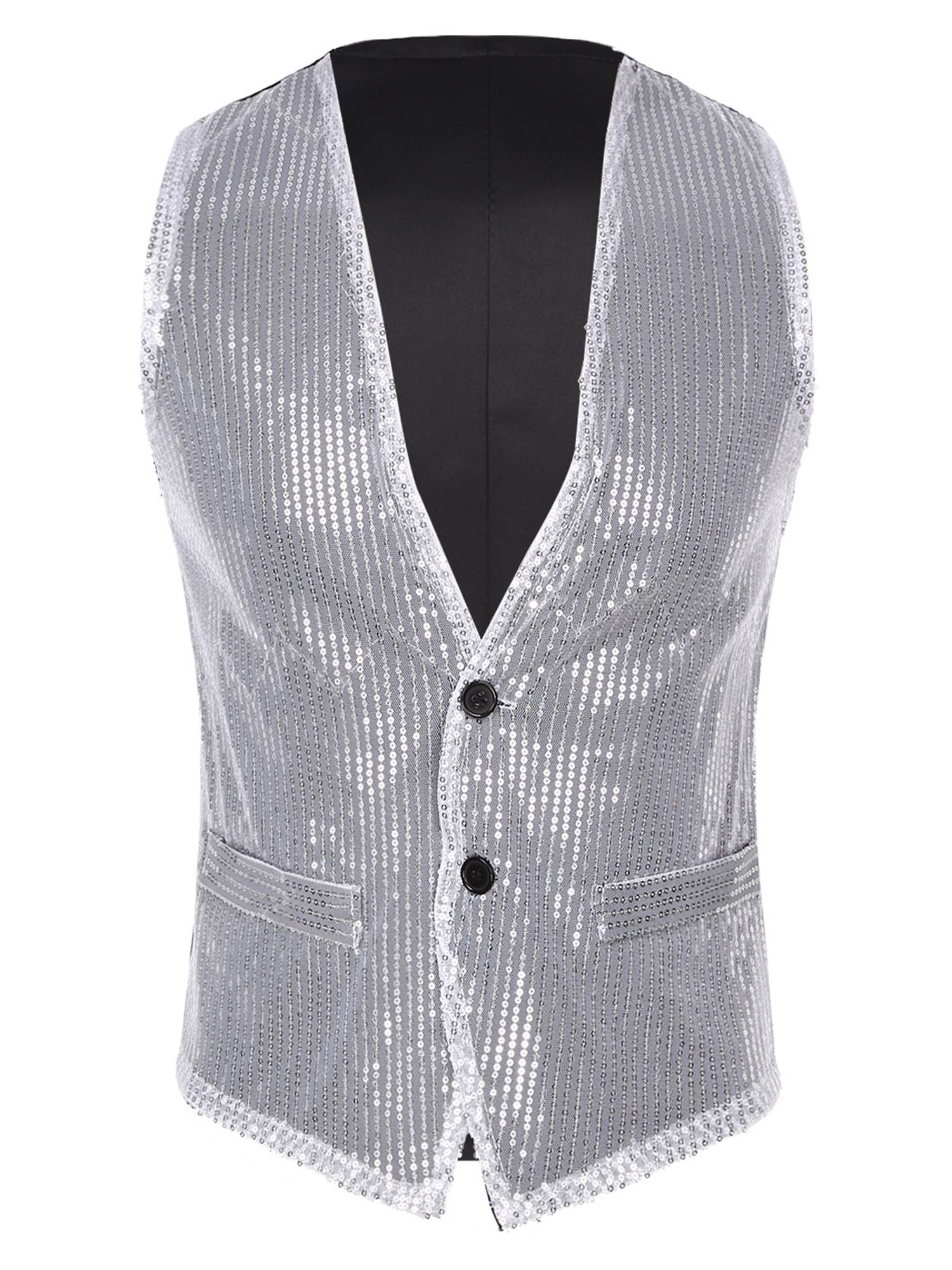 Men Sequin Sleeveless Waistcoat Jacket for Latin Jazz Dance