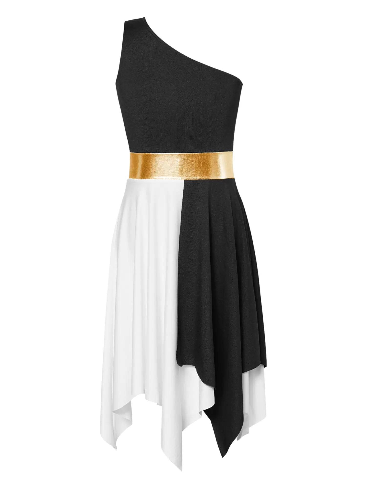 Kids Girls Sleeveless One Shoulder Tunic Praise & Worship Dance Dress