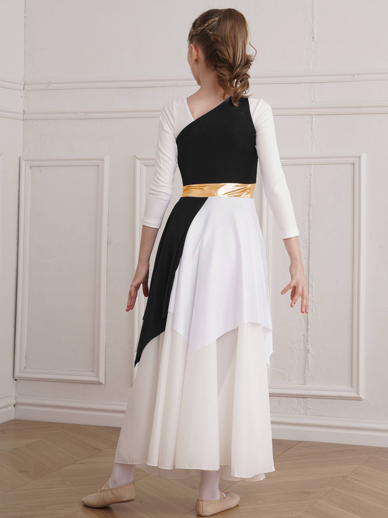 Kids Girls Sleeveless One Shoulder Tunic Praise & Worship Dance Dress