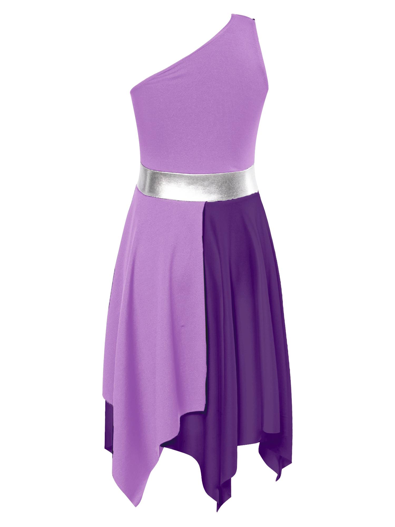 Kids Girls Sleeveless One Shoulder Tunic Praise & Worship Dance Dress