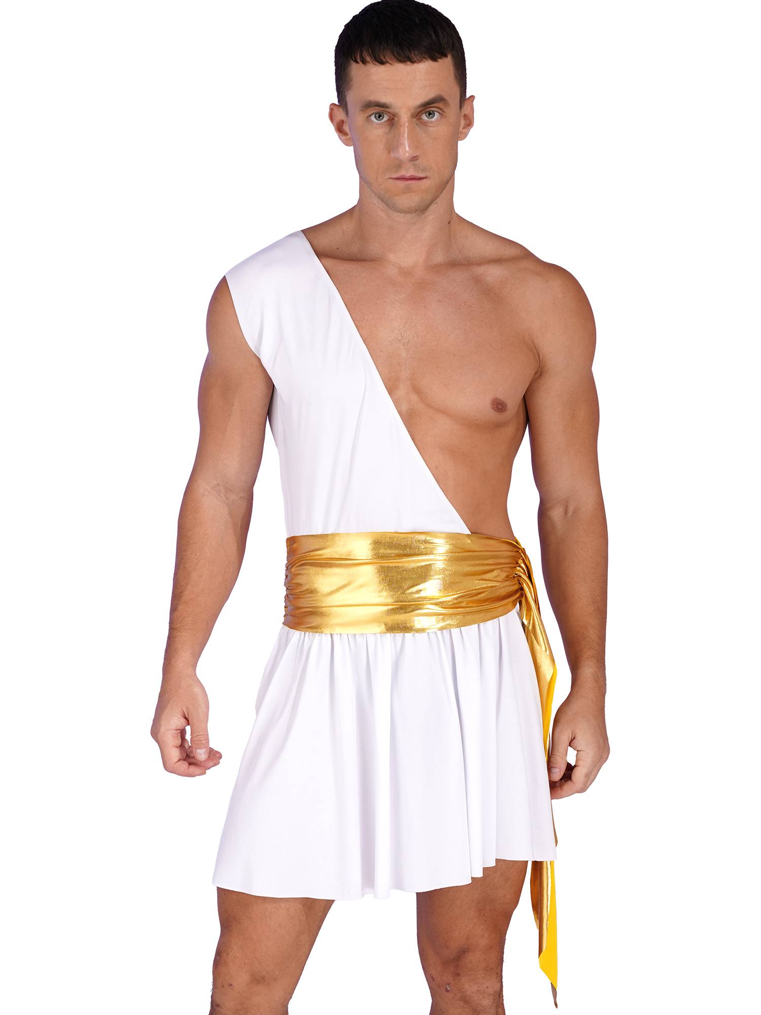 Men One Shoulder Metallic Ancient Greek Cosplay Dress
