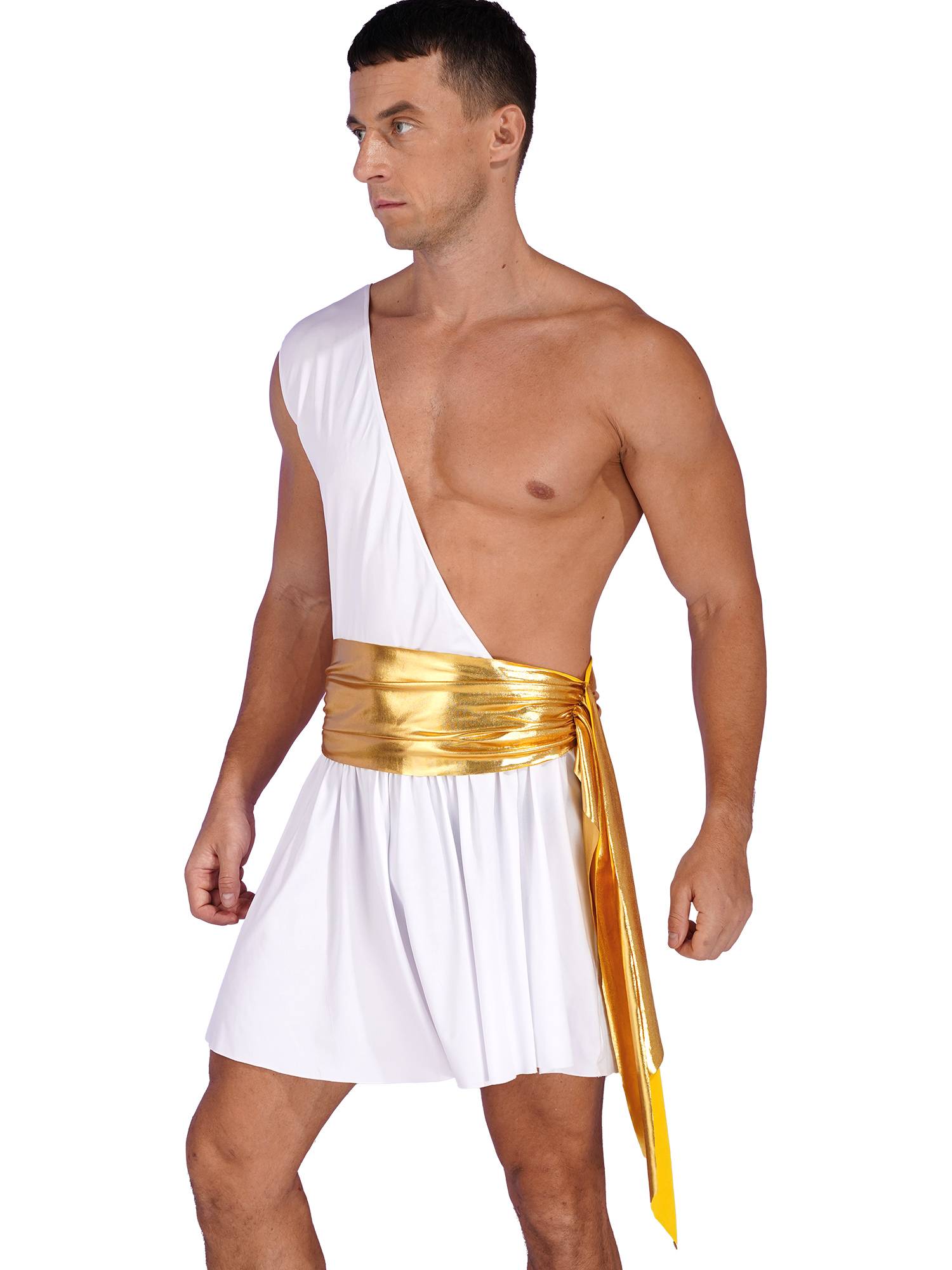 Men One Shoulder Metallic Ancient Greek Cosplay Dress
