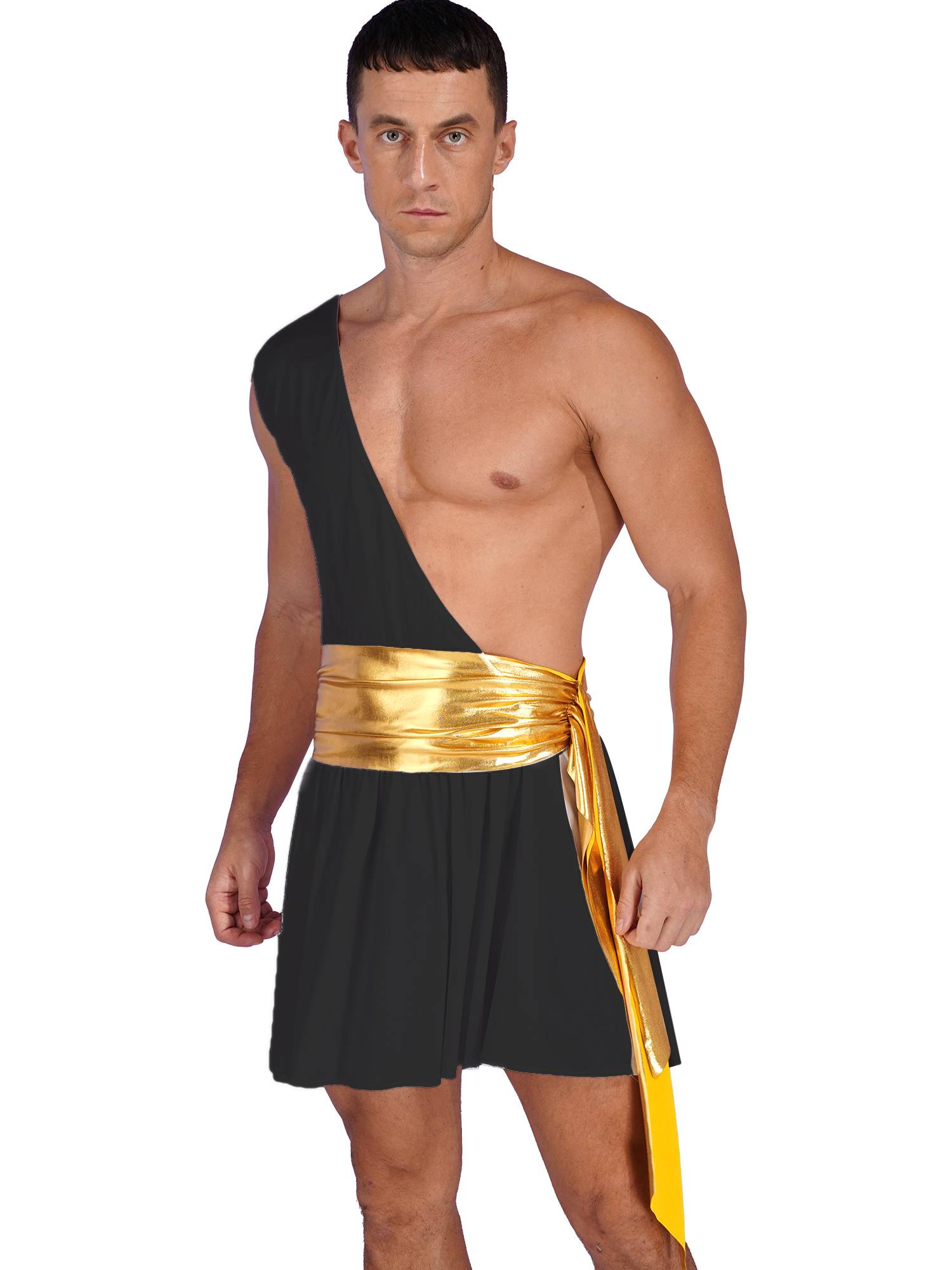 Men One Shoulder Metallic Ancient Greek Cosplay Dress