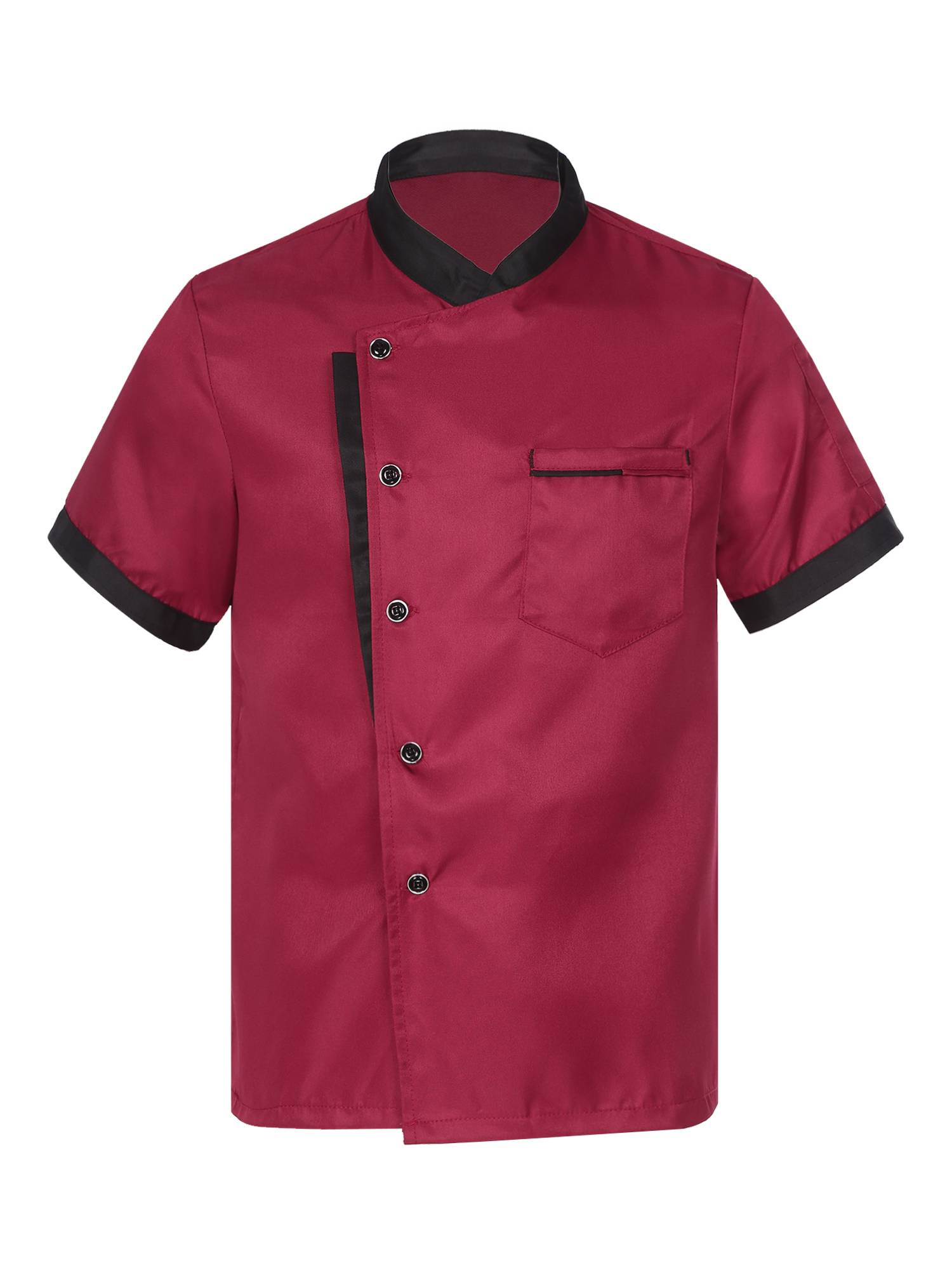 Adult Short Sleeve Stand Collar Button Chef Shirt