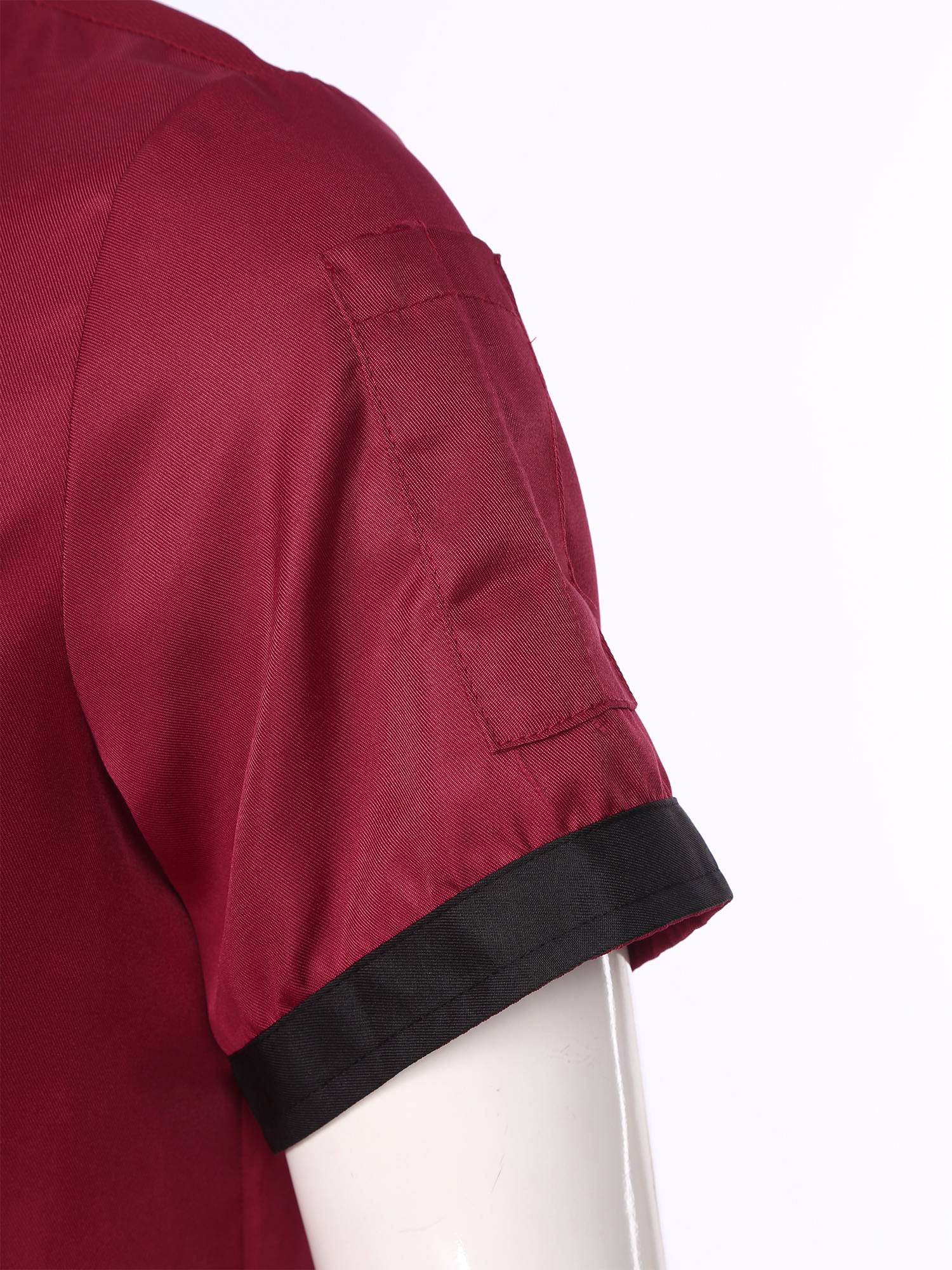 Adult Short Sleeve Stand Collar Button Chef Shirt