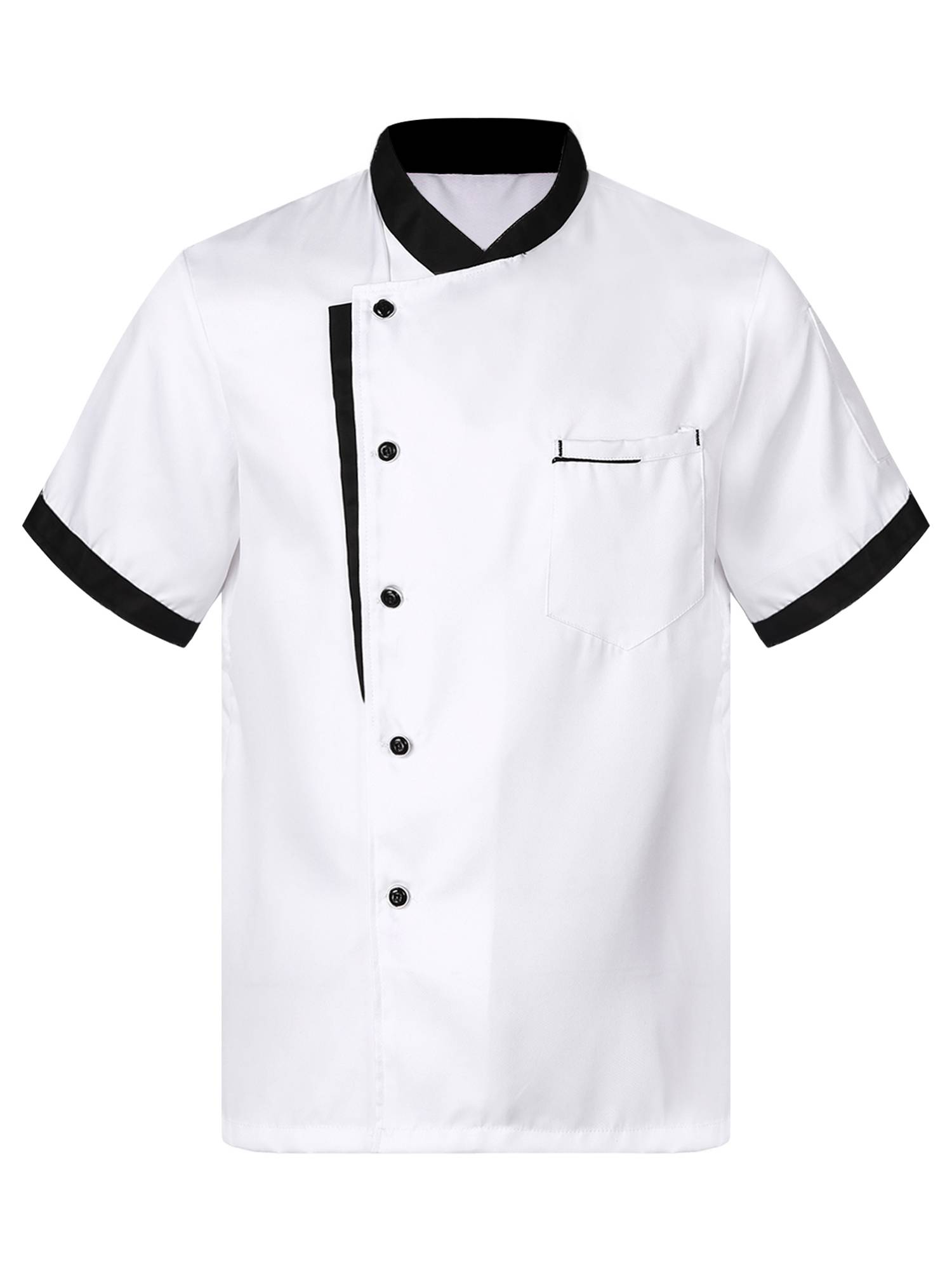 Adult Short Sleeve Stand Collar Button Chef Shirt