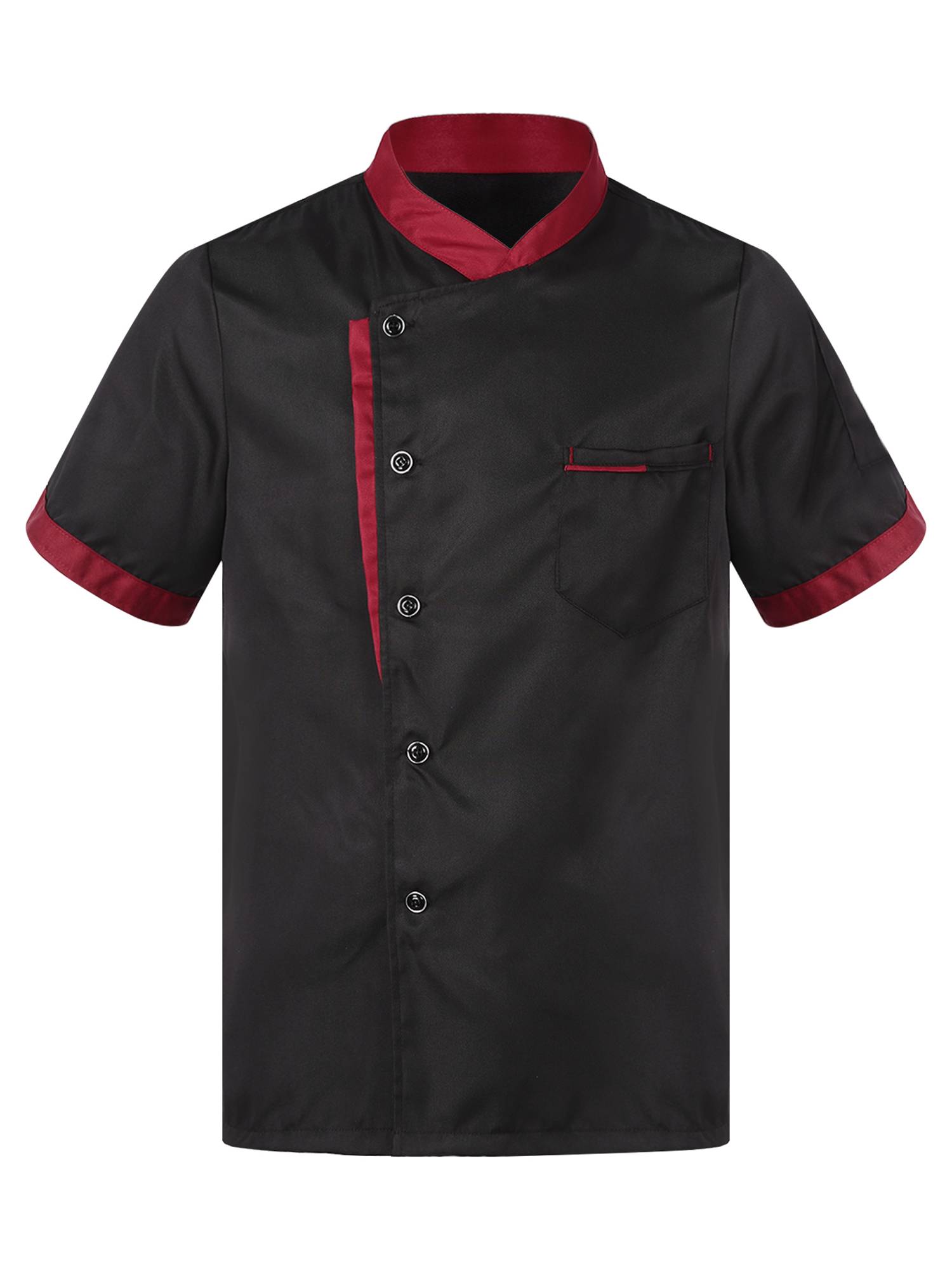 Adult Short Sleeve Stand Collar Button Chef Shirt