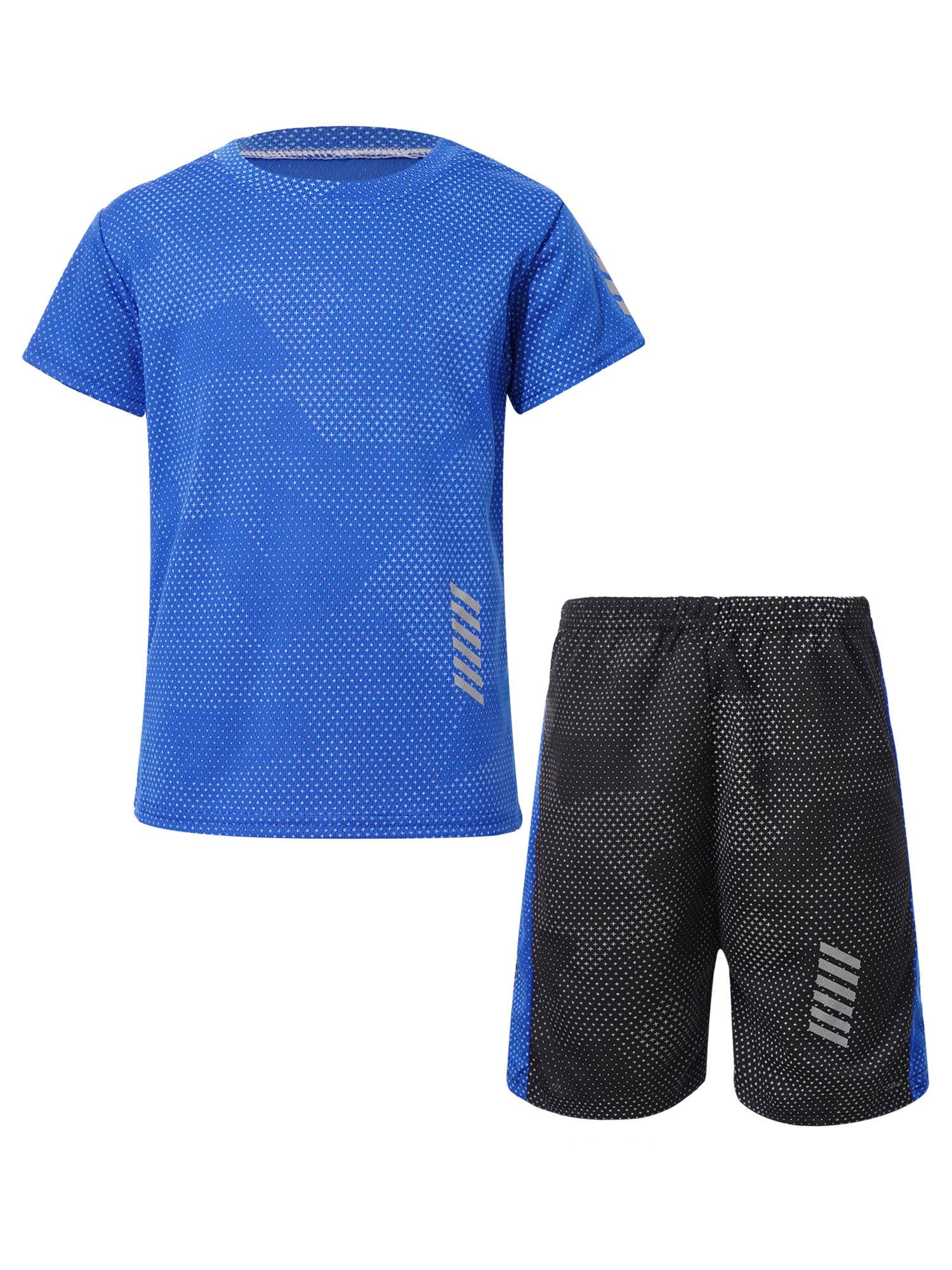 Kids Boys 2pcs Quickly Dry Short Sleeve T-shirt and Shorts Football Set