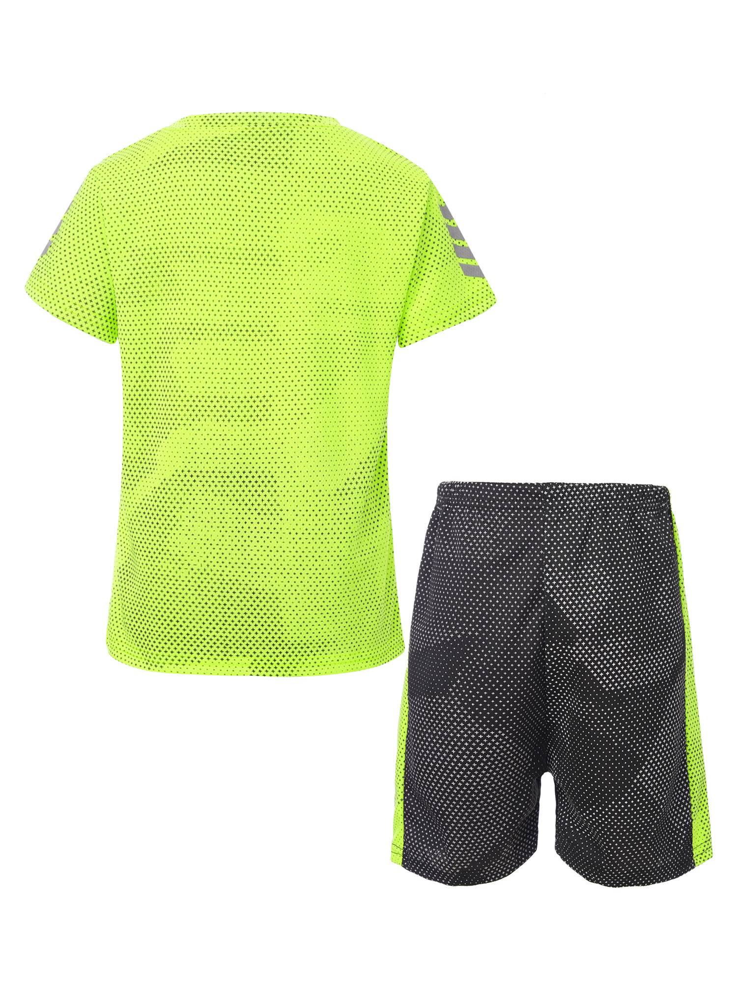 Kids Boys 2pcs Quickly Dry Short Sleeve T-shirt and Shorts Football Set