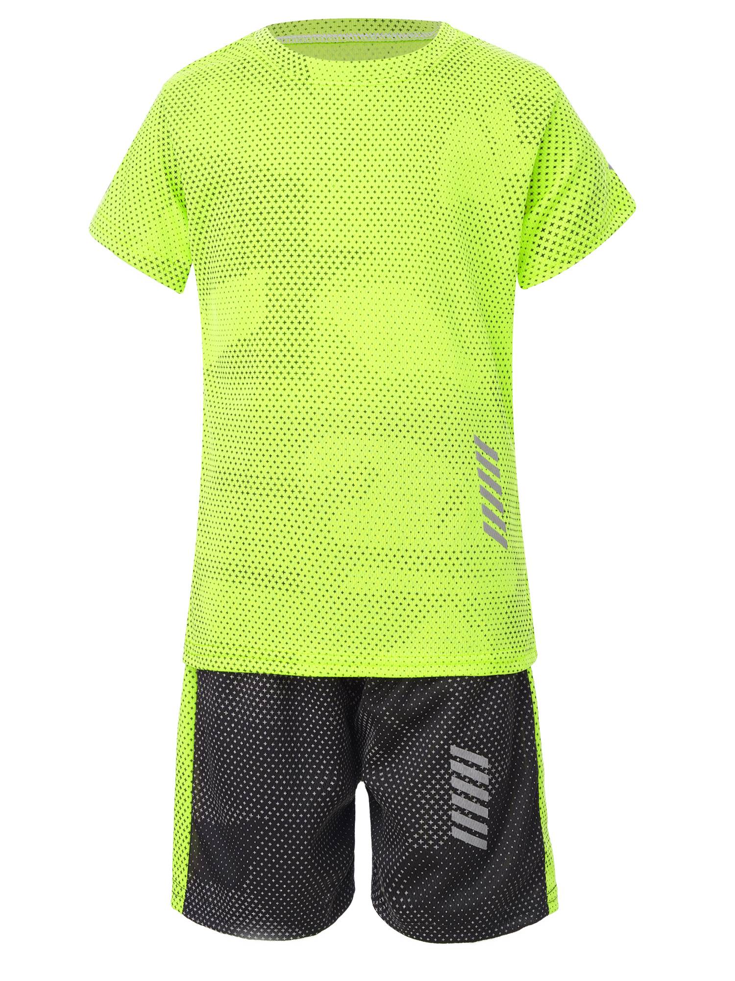 Kids Boys 2pcs Quickly Dry Short Sleeve T-shirt and Shorts Football Set