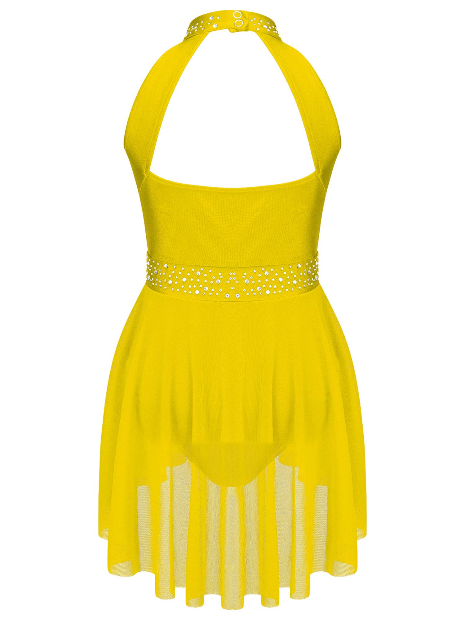 Kids Girls Sleeveless Backless Skating Dance Leotard Dress