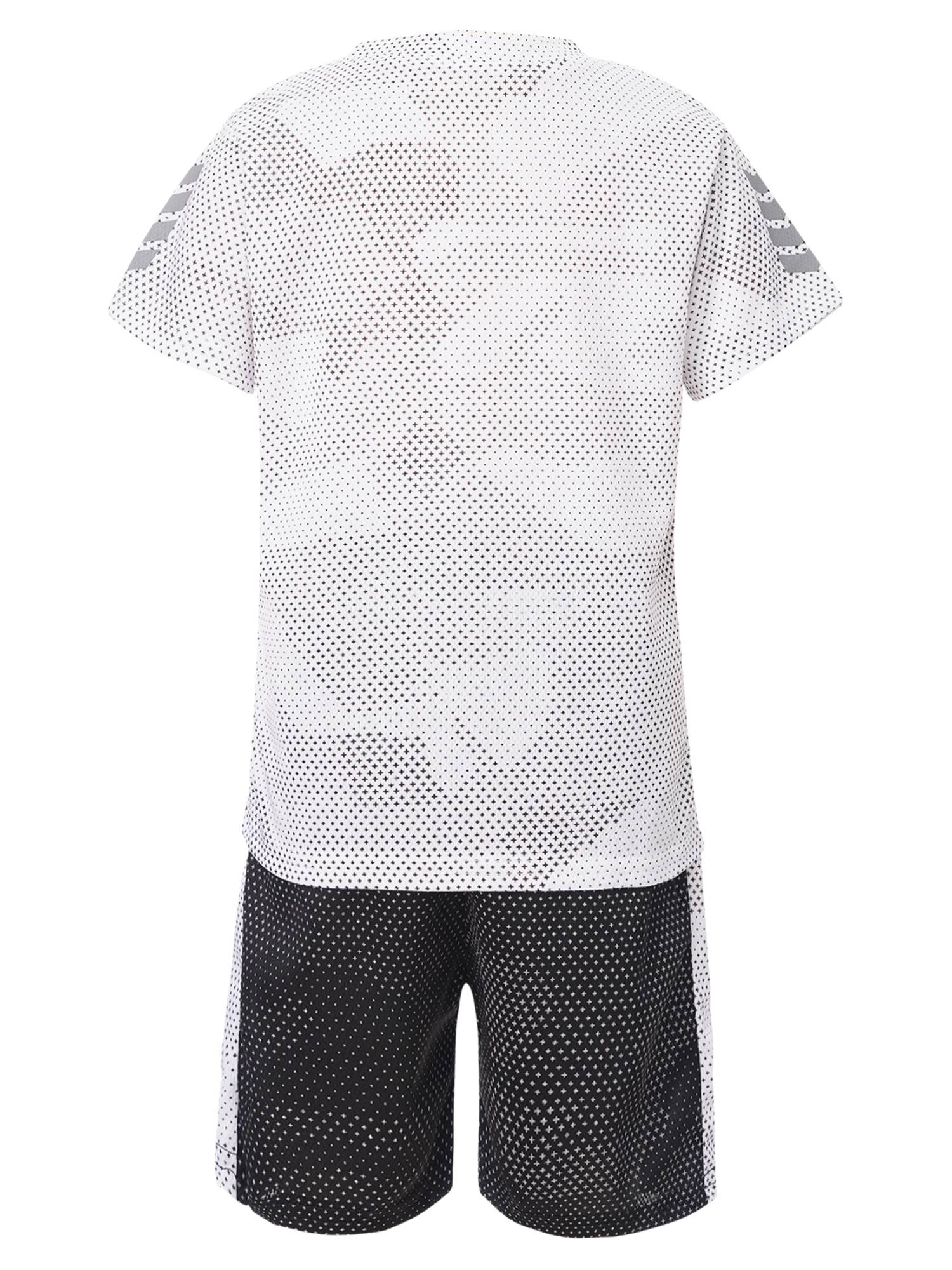 Kids Boys 2pcs Quickly Dry Short Sleeve T-shirt and Shorts Football Set