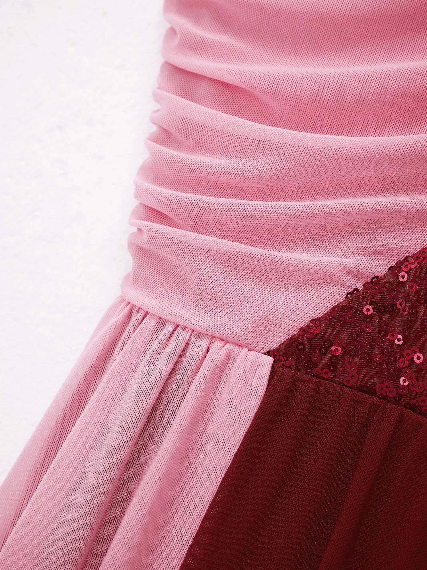 Kids Girls Colorblock Sleeveless Sequins Lyrical Dance Dress