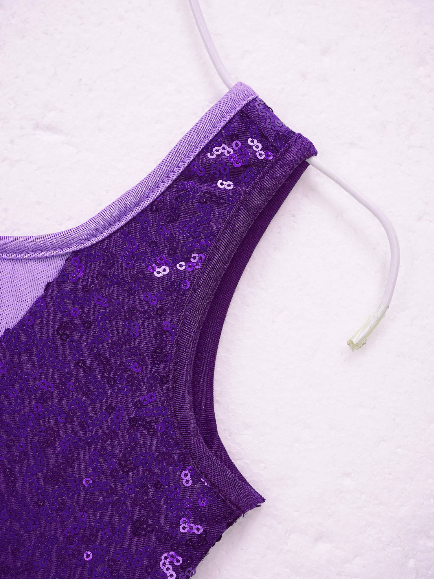 Kids Girls Colorblock Sleeveless Sequins Lyrical Dance Dress