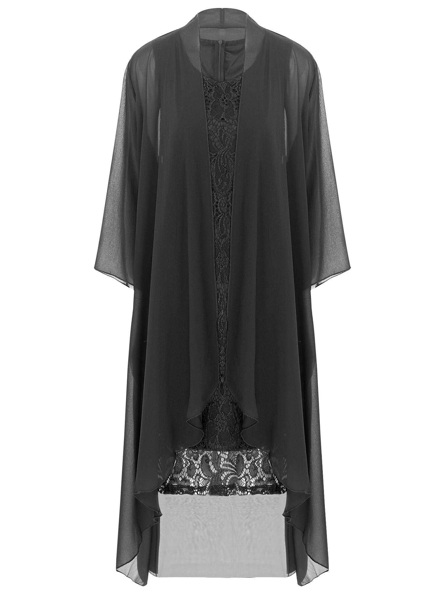 Women 2-Piece Floral Lace Sleeveless Dress and Cardigan Party Suit