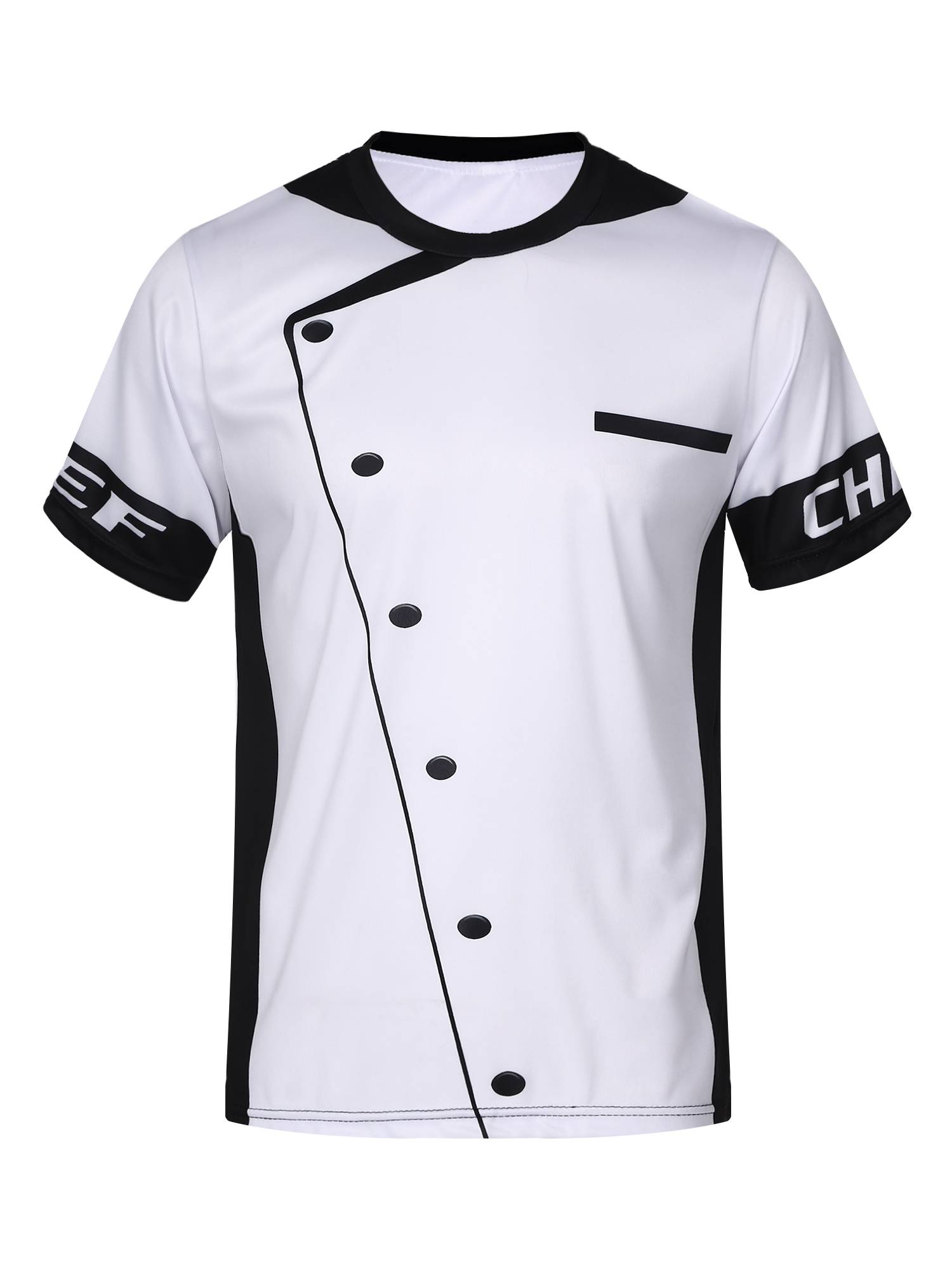 Men Round Neck Short Sleeve Cooking Utensil Print Chef T-shirt