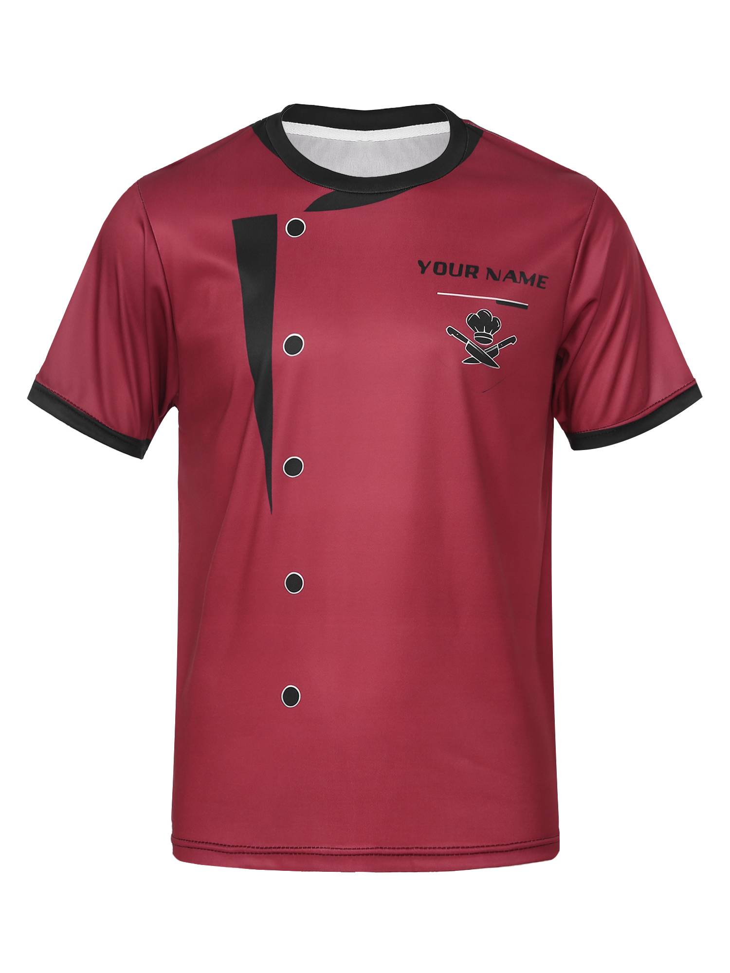 Men Round Neck Short Sleeve Cooking Utensil Print Chef T-shirt