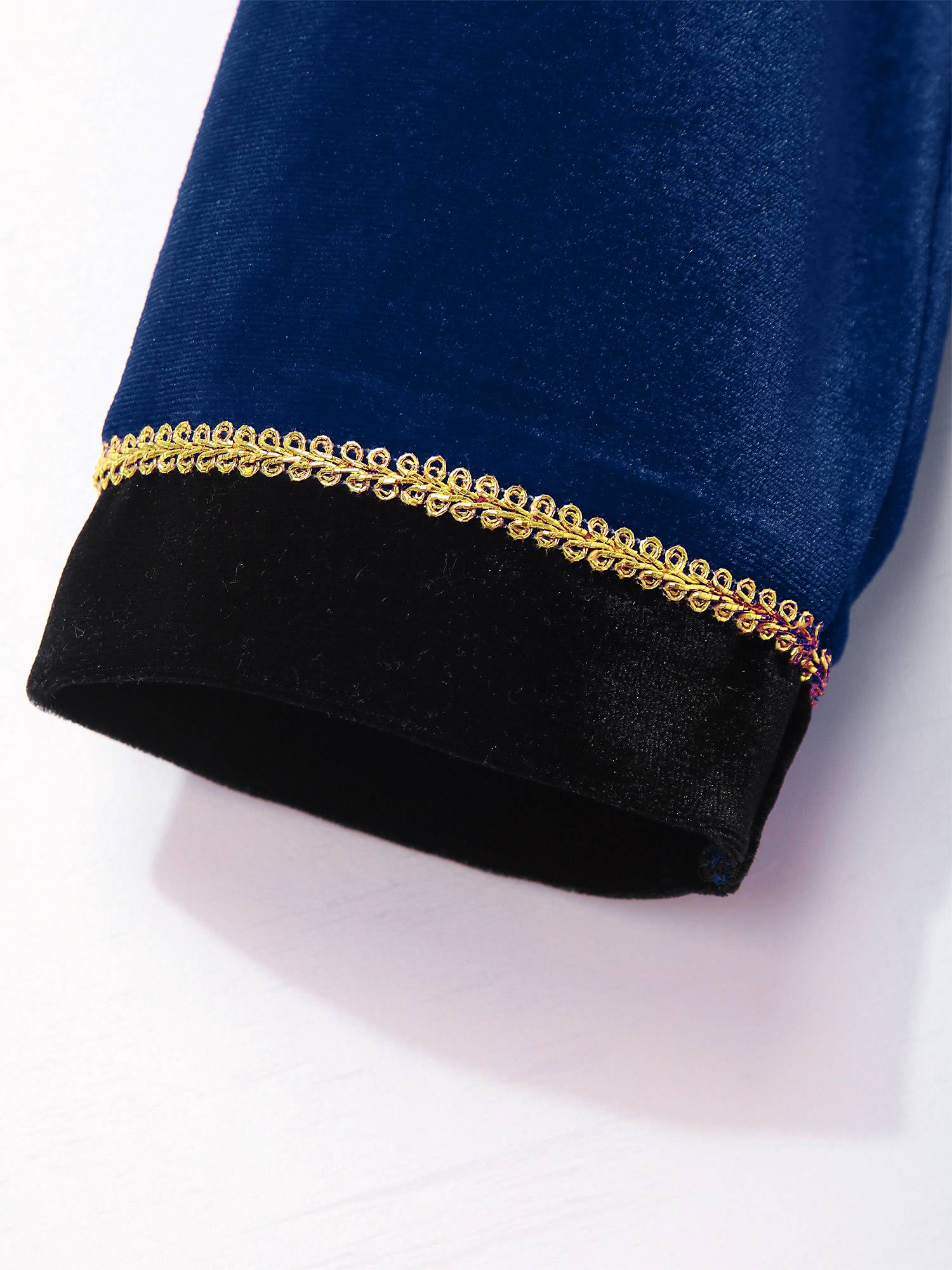 Women Color Block Circus Ringmaster Lapel Long Sleeve Velvet Tailcoat