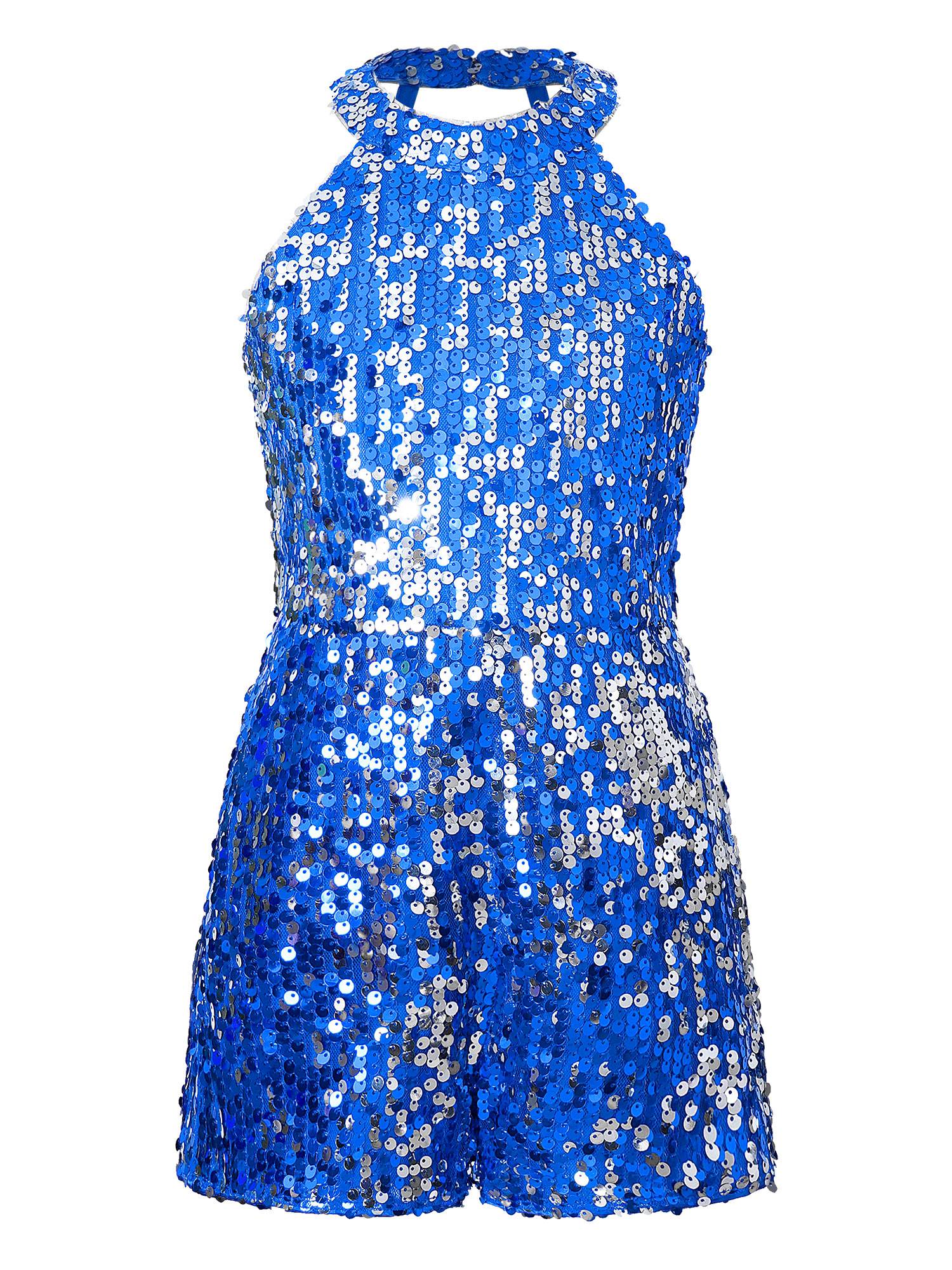 Kids Girls Allover Sequin Tank Top Jumpsuits